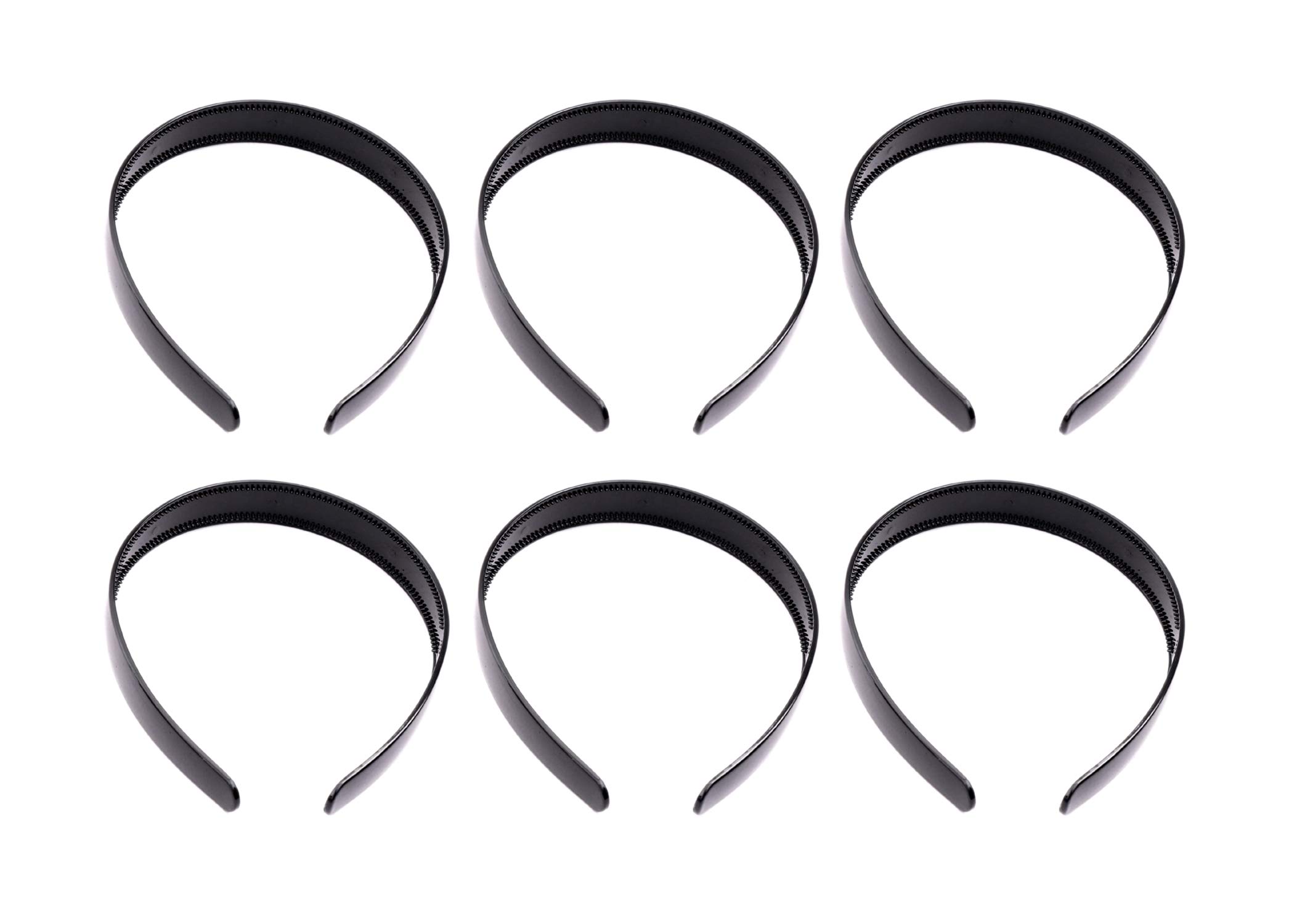 Honbon Wide Plastic Headbands for Women & Girls - 6 Pack Black Hair Accessories for Sports, Work, and Everyday Styling