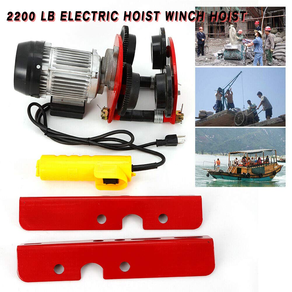 TBVECHI 2200lb Electric Hoist Winch with Remote Control - Heavy Duty Overhead Crane Lift for Garage, Warehouse & Construction (Ideal for Lifting Equipment, Automotive Repair & Industrial Use)