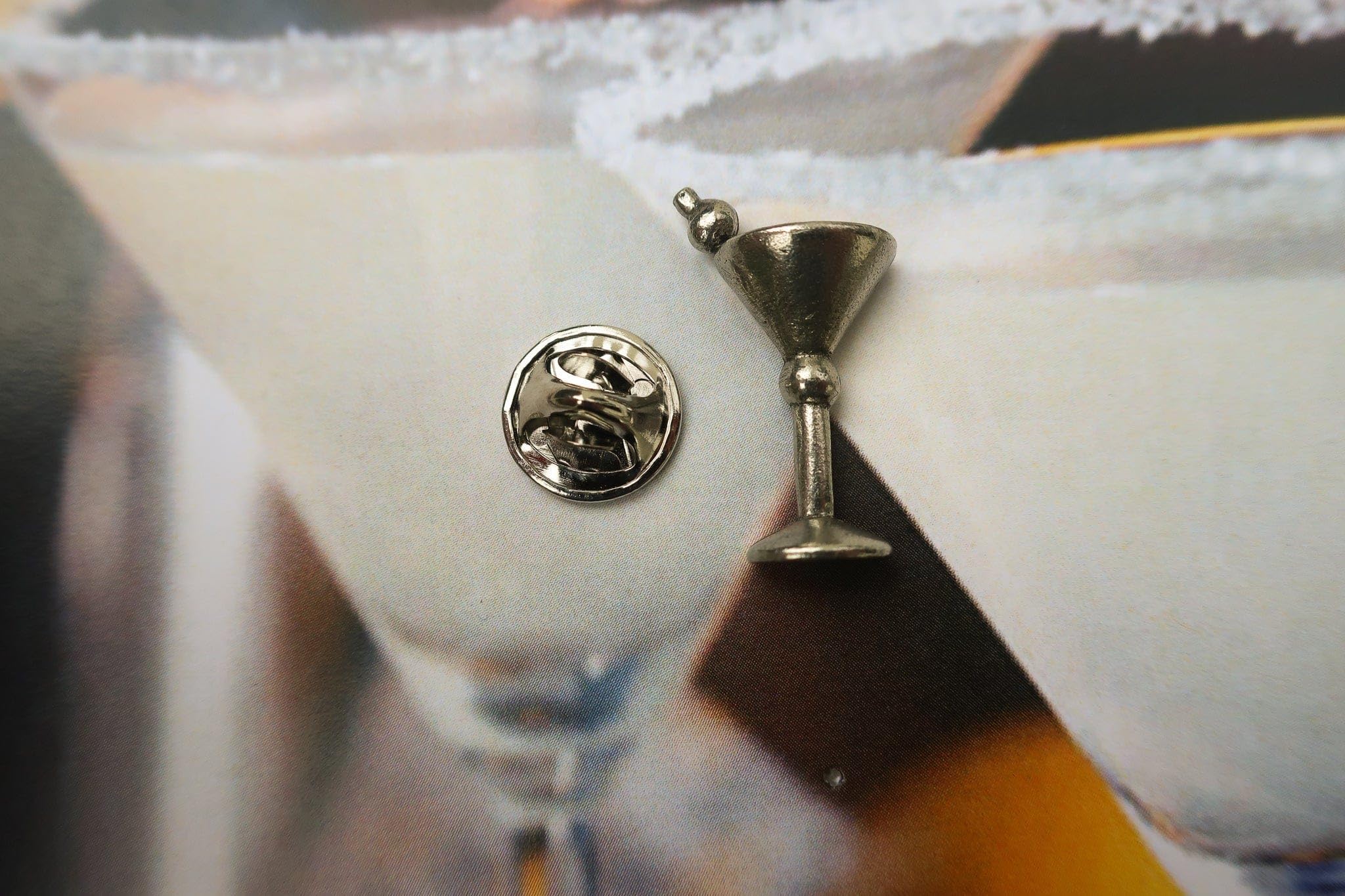 Jim Clift Design Martini Glass Lapel Pin - Elegant Cocktail Party Accessory for Suits, Blazers & Formal Events
