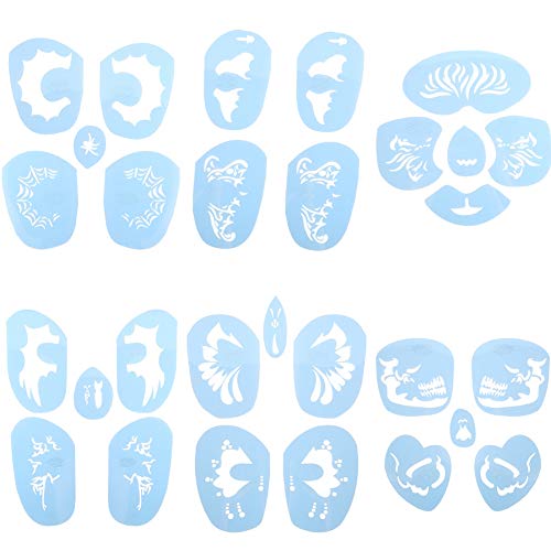 6-Piece Reusable Face Paint Stencil Kit - Halloween & Christmas Party Makeup Templates for Kids & Adults - Perfect for Costume Parties, Festivals, and Themed Events