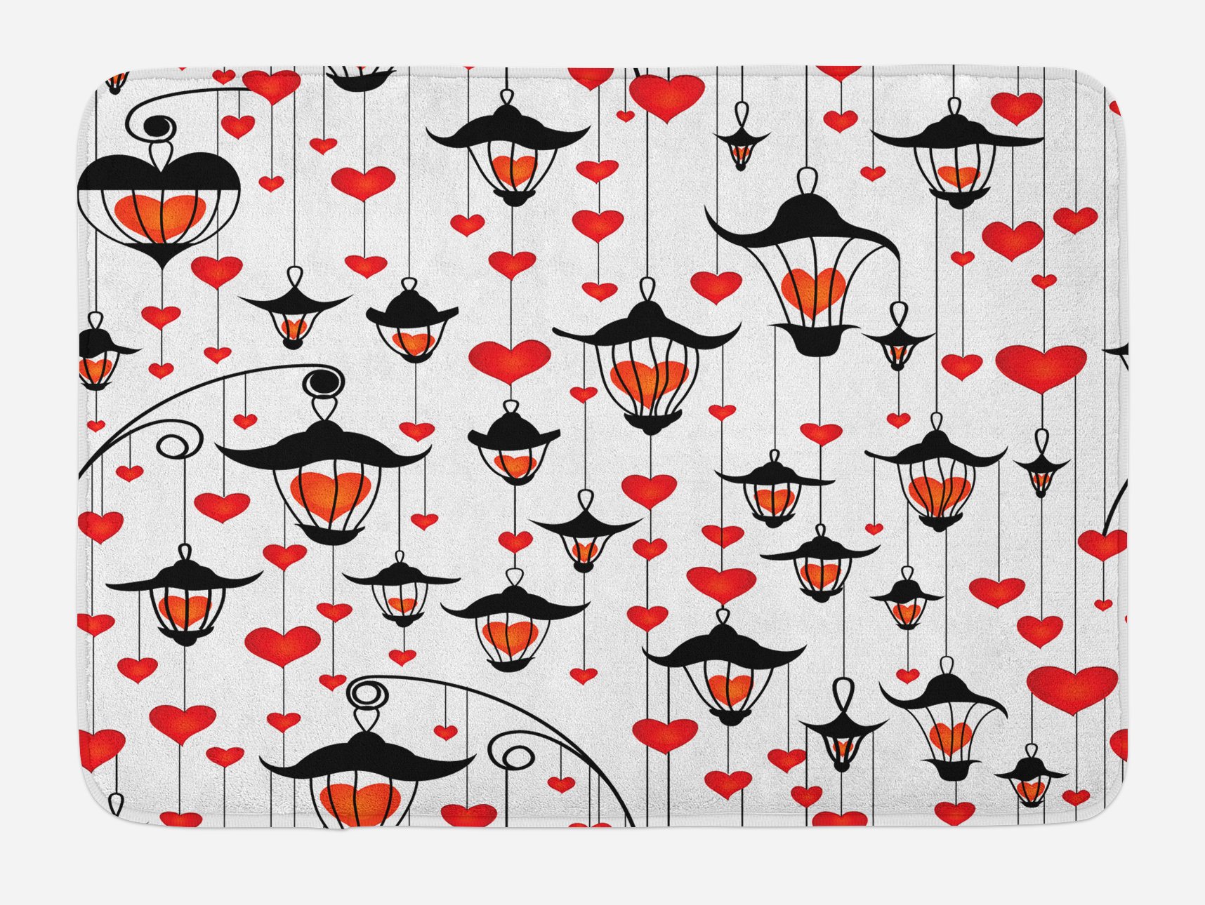 Ambesonne Romantic Heart Bath Mat - Non-Slip Plush Bathroom Rug with Vintage Valentine's Day Design, 30.2