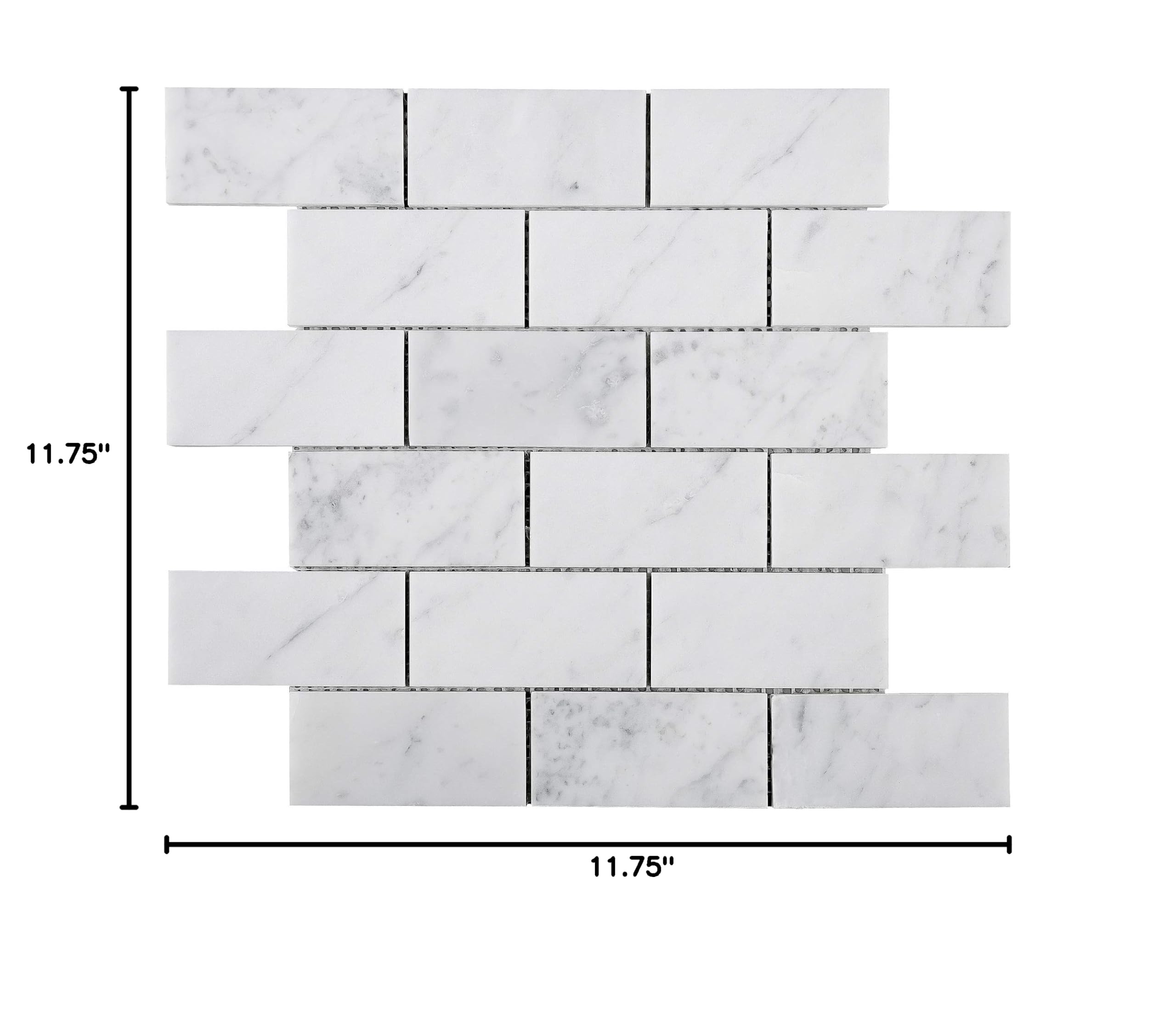Premium 2x4 White Carrara Marble Mosaic Tile Backsplash - 10 Sheets Pack - Natural Stone Wall & Kitchen Backsplash - Perfect for Bathroom, Shower, and Fireplace Accent Walls