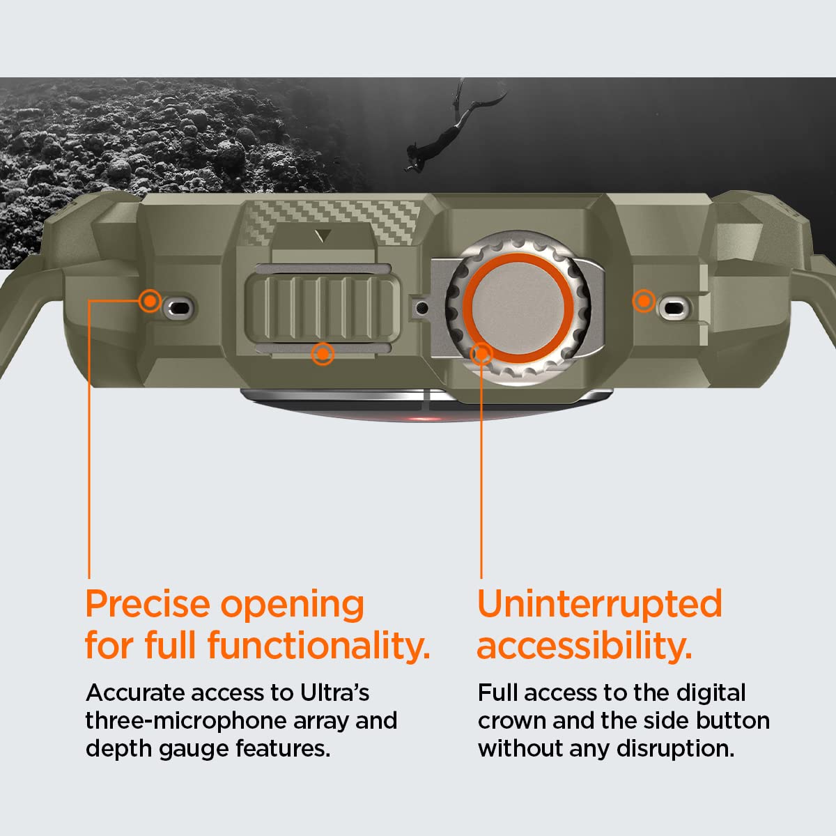 Spigen Rugged Armor Pro Case for Apple Watch Ultra 2/1 - Shockproof TPU Protective Cover with Adjustable Band | Perfect for Outdoor Sports, Hiking & Active Lifestyle