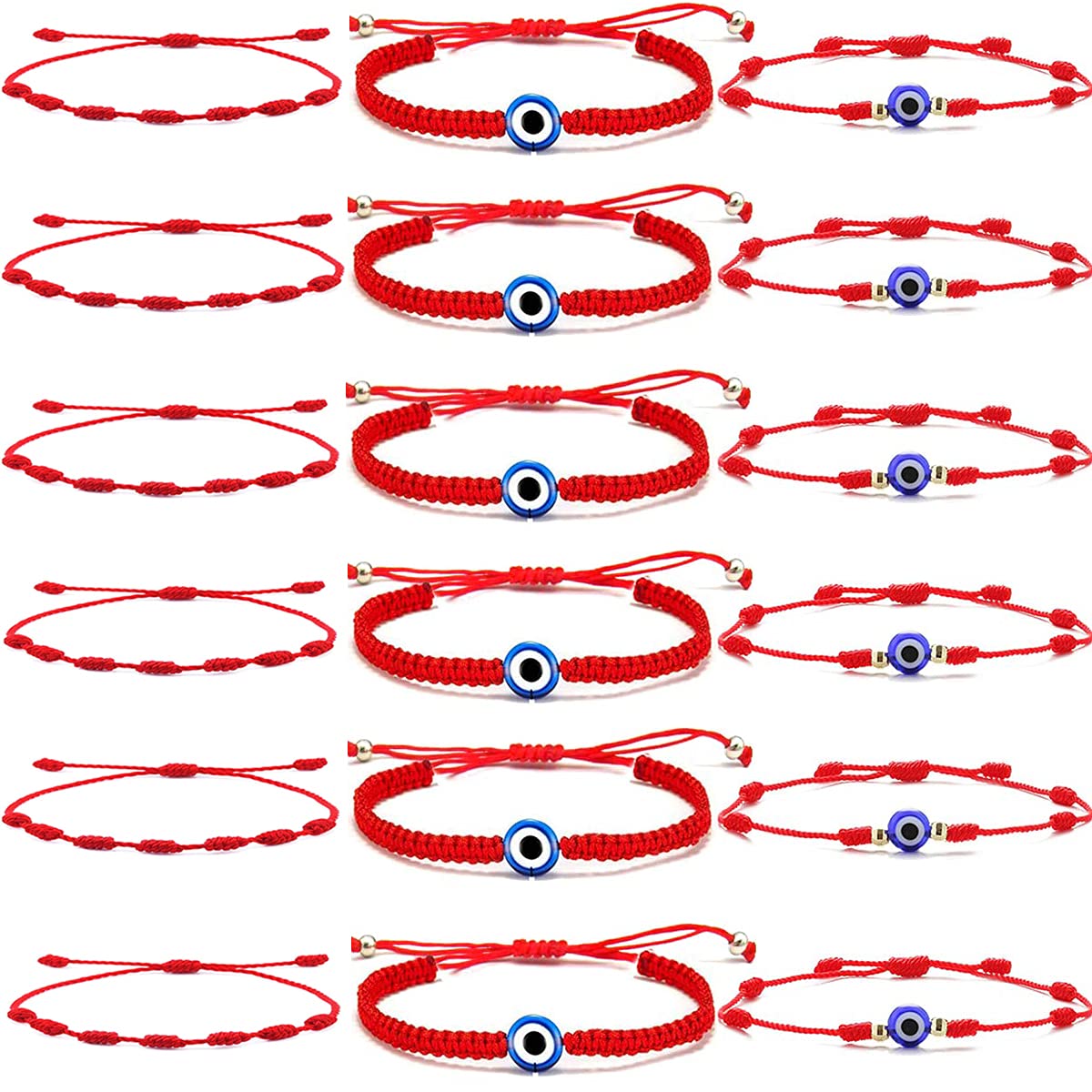 18-Piece Red String Evil Eye Bracelet Set for Women & Men - Adjustable Kabbalah Protection Amulet, Friendship & Good Luck Charm - Perfect for Gifts, Spiritual Protection & Daily Wear