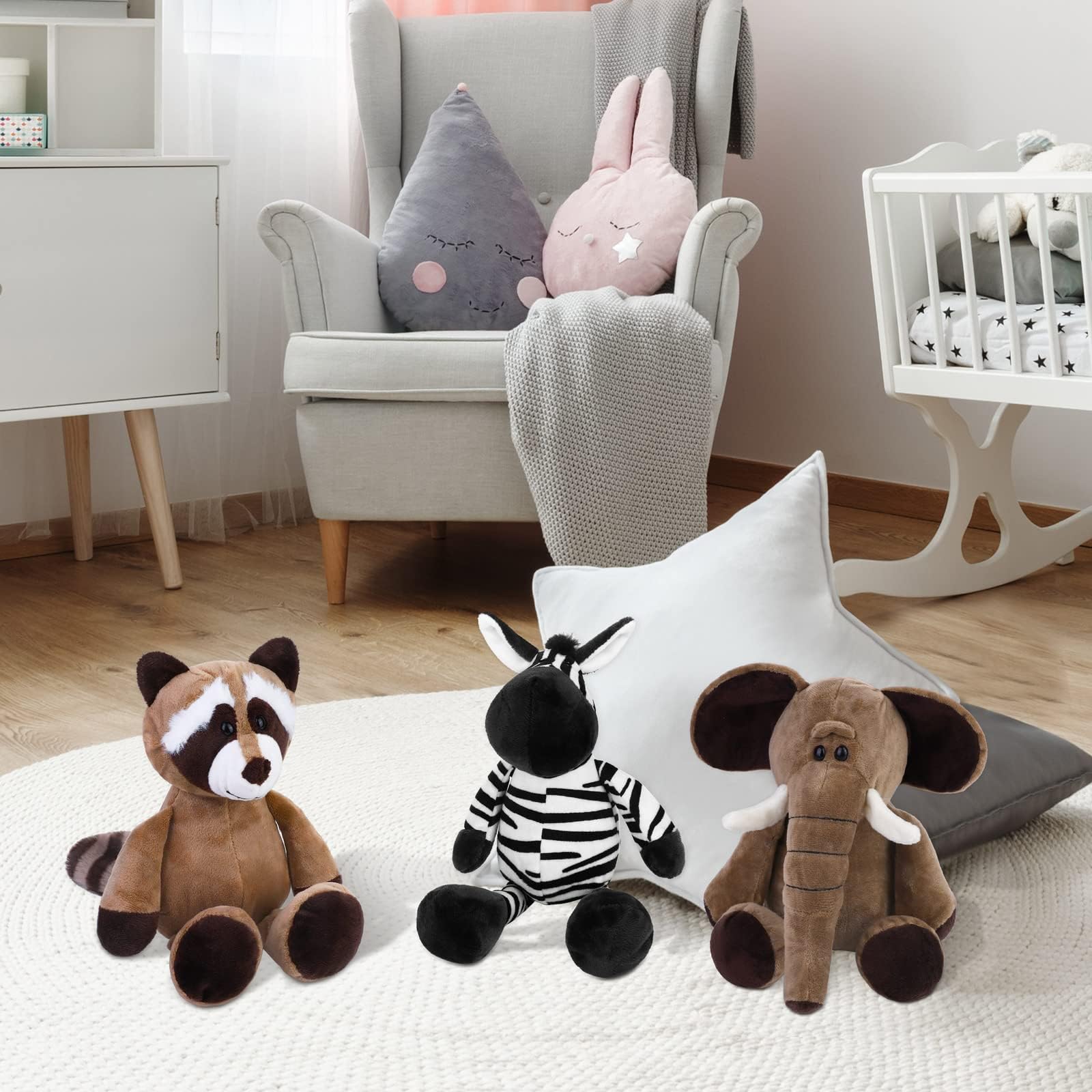 Elcoho 8-Piece Safari Plush Animal Set - 9.8 Inch Jungle Stuffed Toys for Kids, Zoo Animals Collection, Cute Soft Plushies for Animal Themed Parties, Teacher Awards & Student Gifts | Perfect for Birthday Presents, Nursery Decor, and Educational Playtime