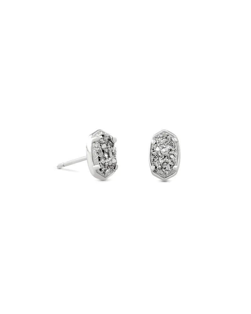 Kendra Scott Emilie Platinum Drusy Silver Stud Earrings for Women | Elegant Cubic Zirconia Earrings for Everyday Wear, Parties & Special Occasions