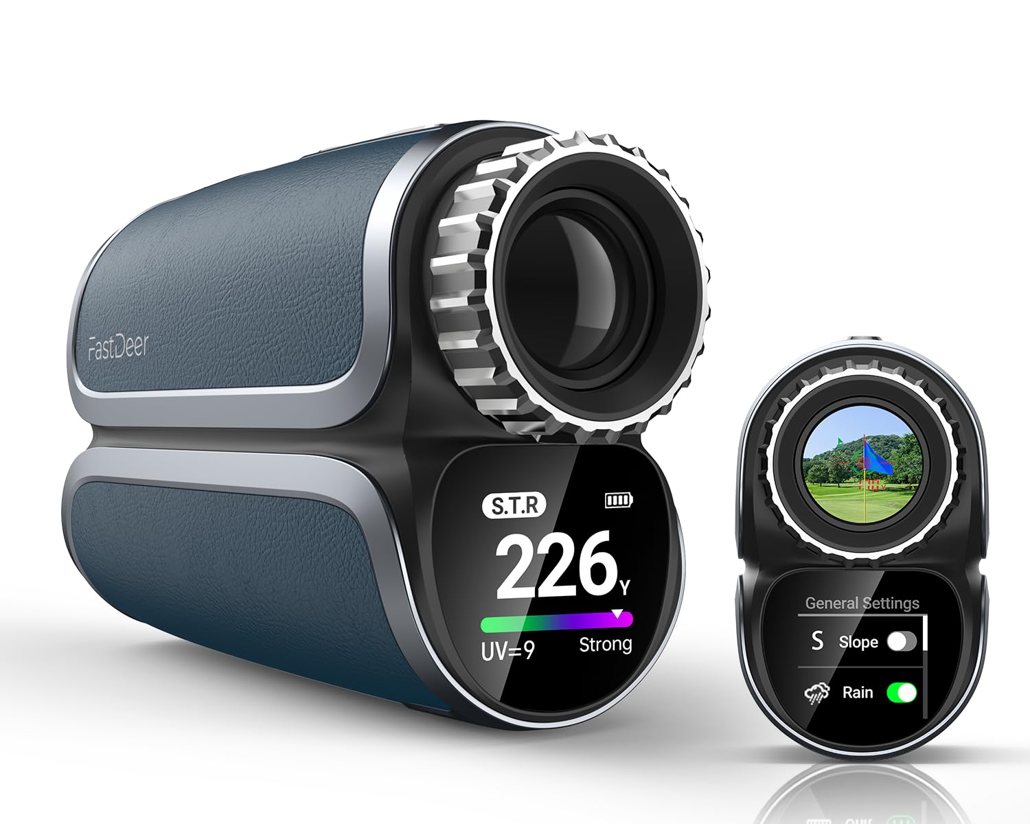 Premium Laser Golf Rangefinder with Slope - High Precision Flag Lock & Vibration, Triangulation Mode, UV & Rain Resistant - Full Color Touchscreen in Leather Case - Perfect Golf Gift for Men (Ideal for Course Play & Tournament Practice)