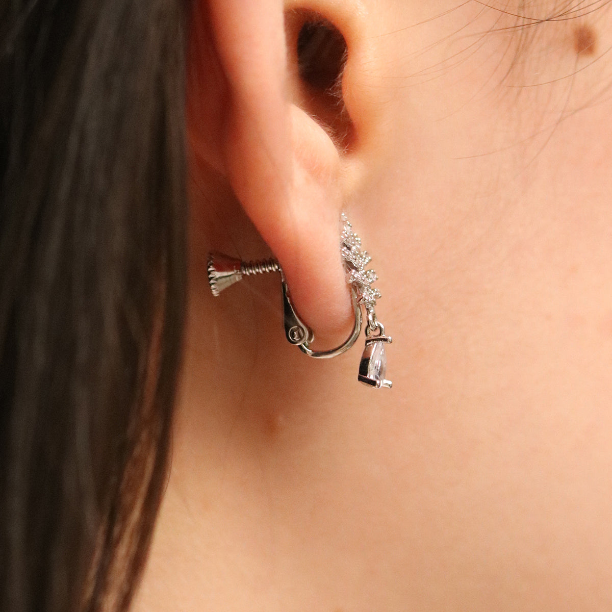 Cubic Leaf Clip On Earrings for Women - Hypoallergenic Non-Piercing Fashion Jewelry - Perfect for Parties, Weddings & Everyday Wear