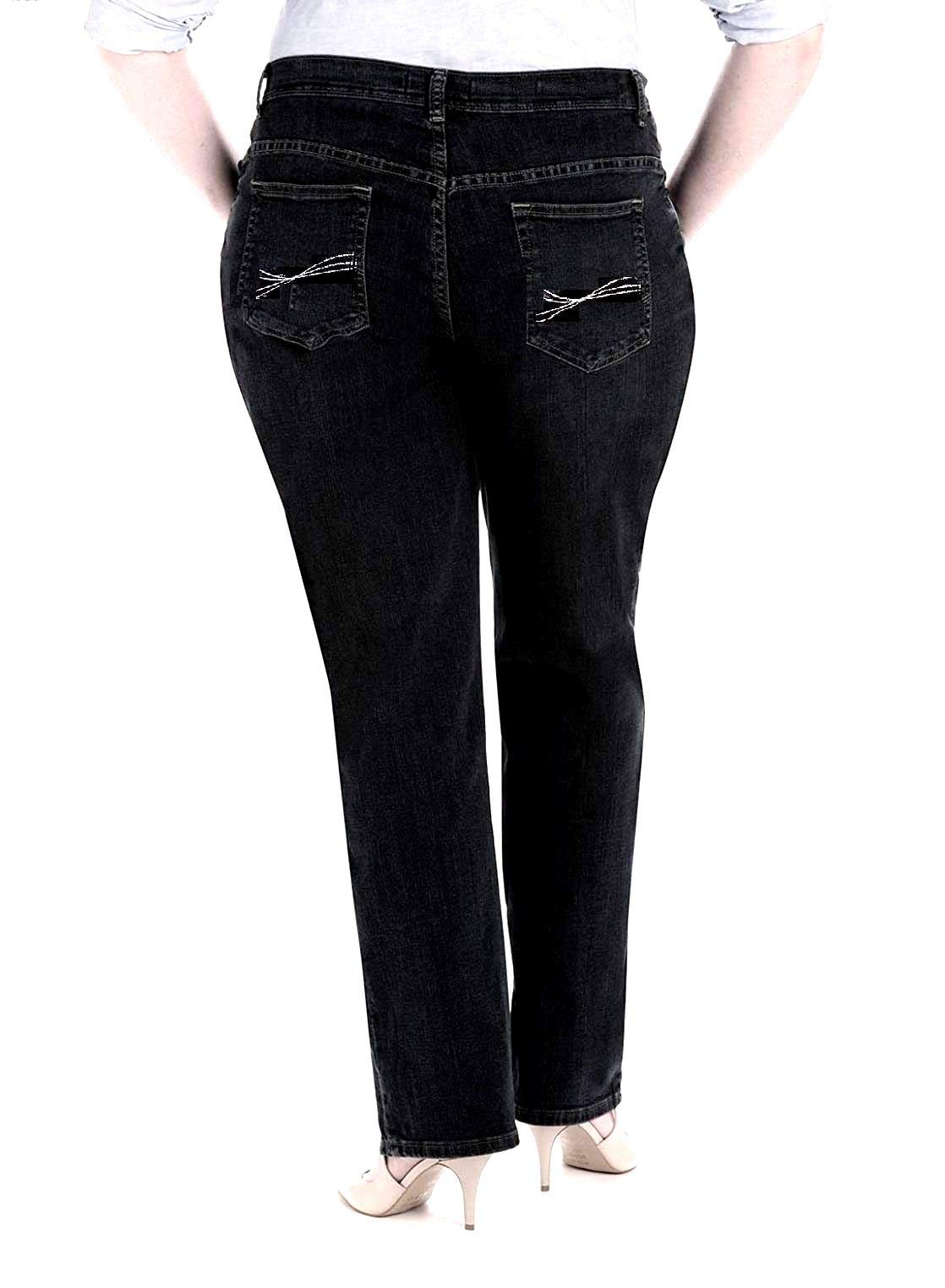Jack David Women's Plus Size Blue & Black Stretch Skinny & Bootcut Jeans with Flap Pockets – Comfortable Denim Pants for Casual Wear, Work & Night Out