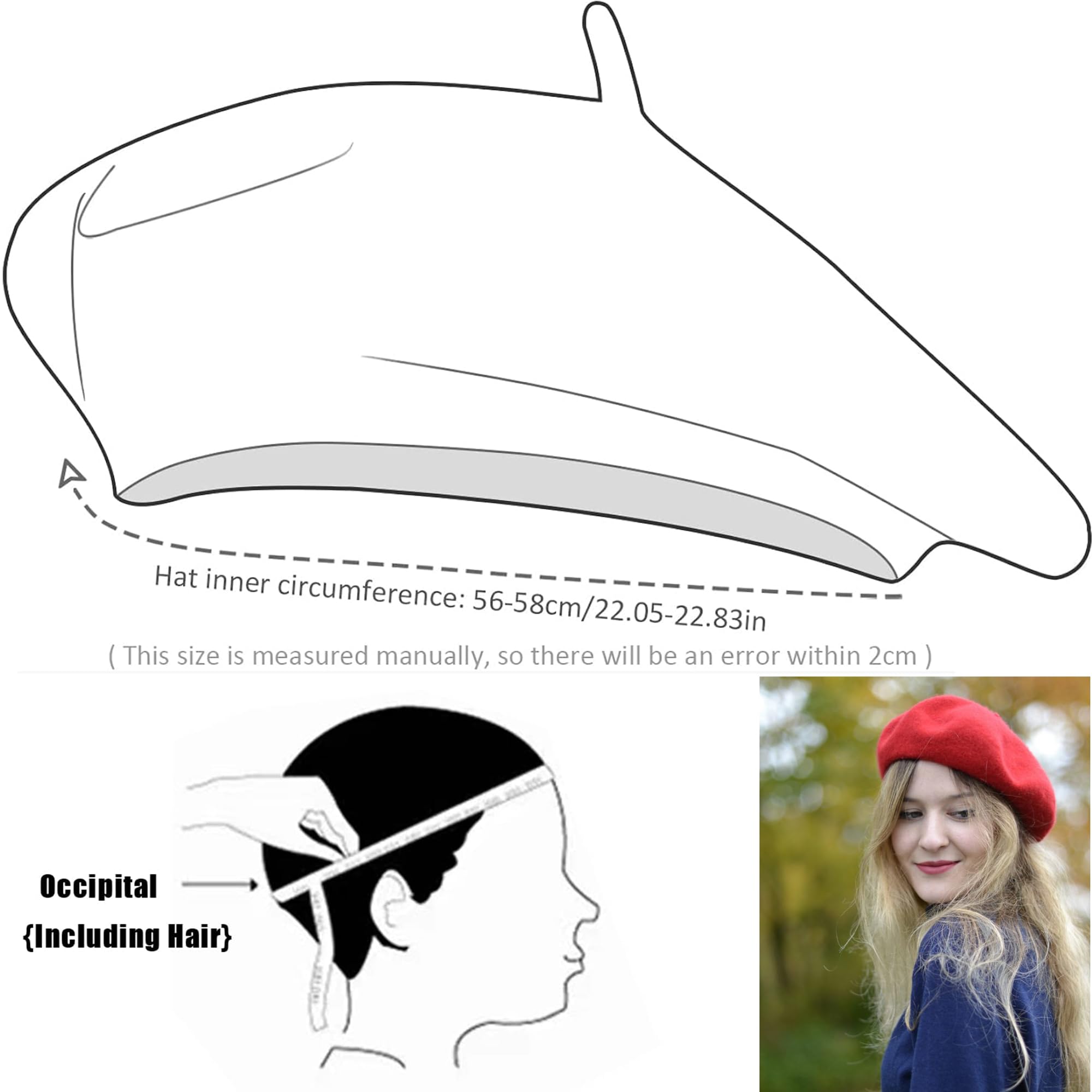 Women's Wool French Beret - Classic Stretchable Solid Beanie Hat for Women | Winter Fashion Accessory, Casual Outfit & Travel Hat