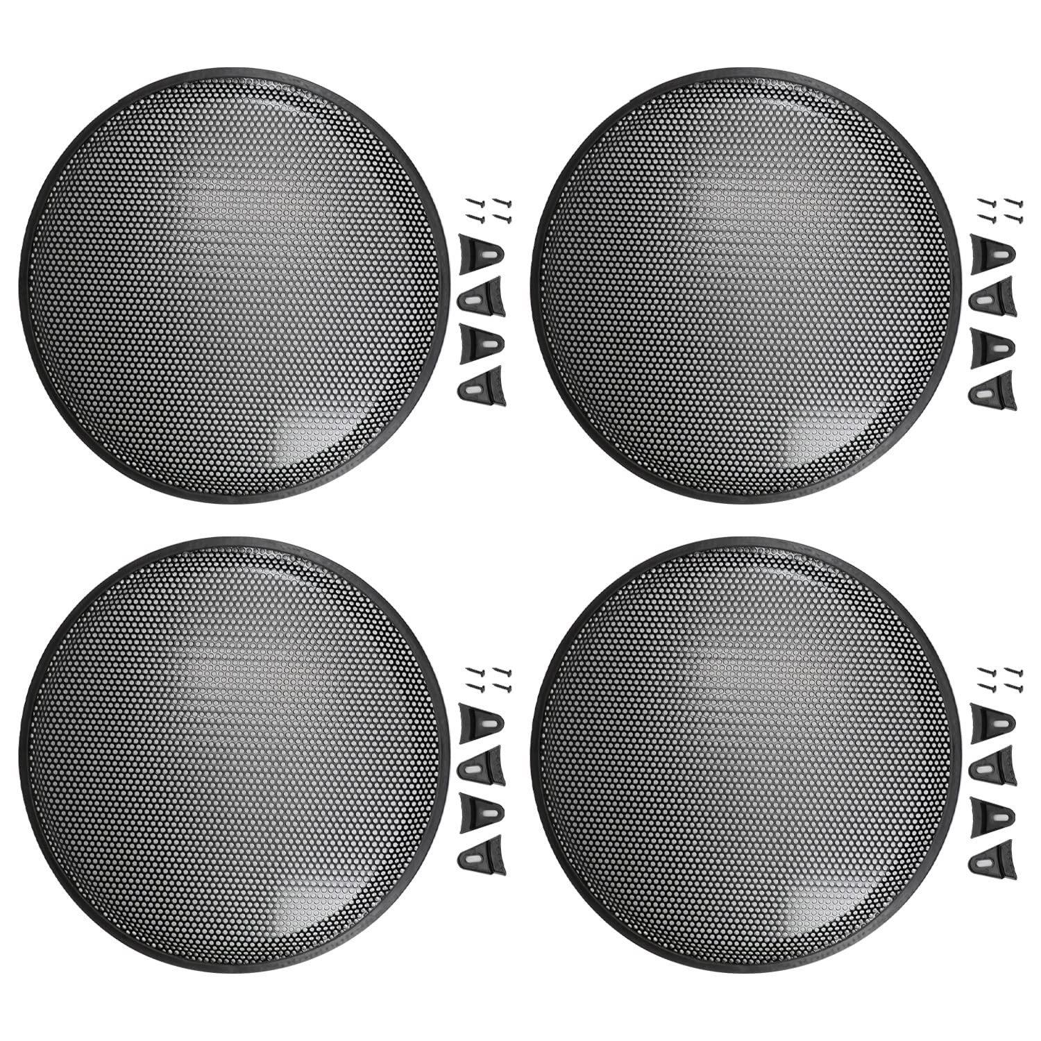 Fielect 4Pcs 15 Inch Car Audio Speaker Grill Covers - Black Waffle Subwoofer Grille Protector for Enhanced Sound Protection | Perfect for Car Audio Systems, Home Theaters & DIY Speaker Projects