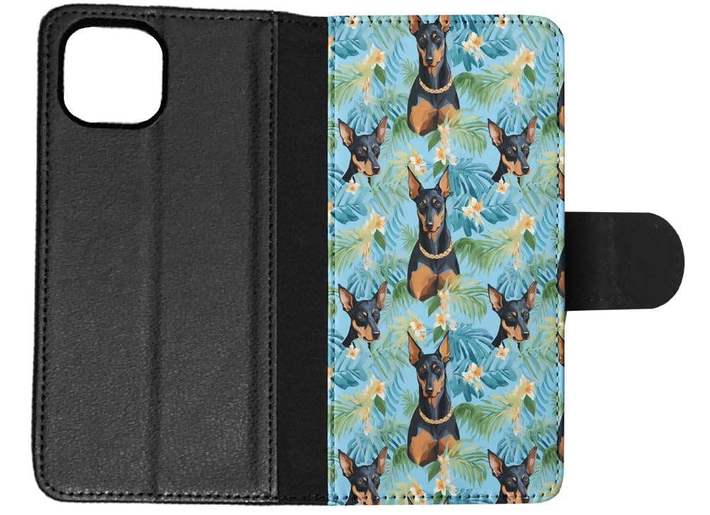 Doberman Pinscher Puppy Dog Pattern Faux Leather Flip Wallet Phone Case for Apple iPhone 14 Plus - Stylish Protective Cover for Everyday Use & Travel