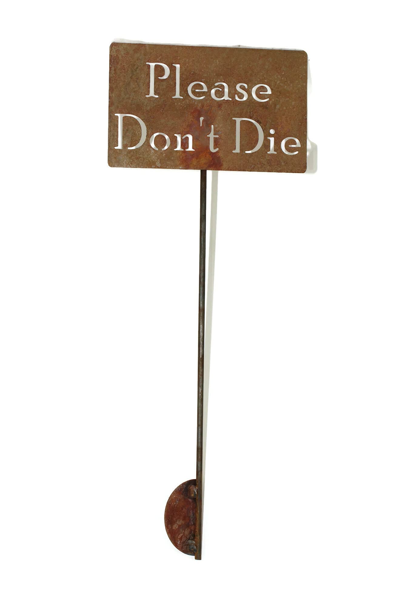 Funny Garden Stake 20-33 Inches Tall - 'Please Don't Die' Humorous Plant Marker for Outdoor Gardens, Flower Beds & Yard Decor