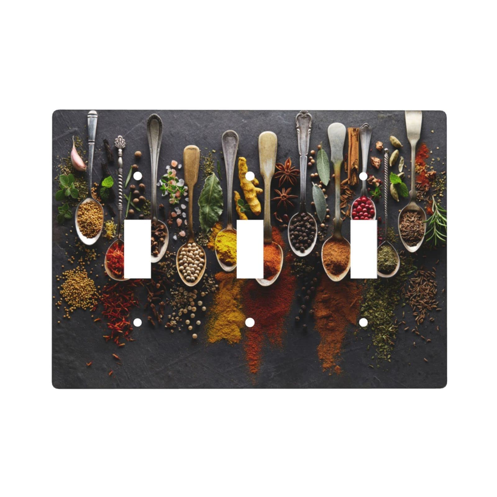 Decorative 3-Gang Light Switch Cover Plate - Kitchen Triple Toggle Switch Wall Plate (4.5