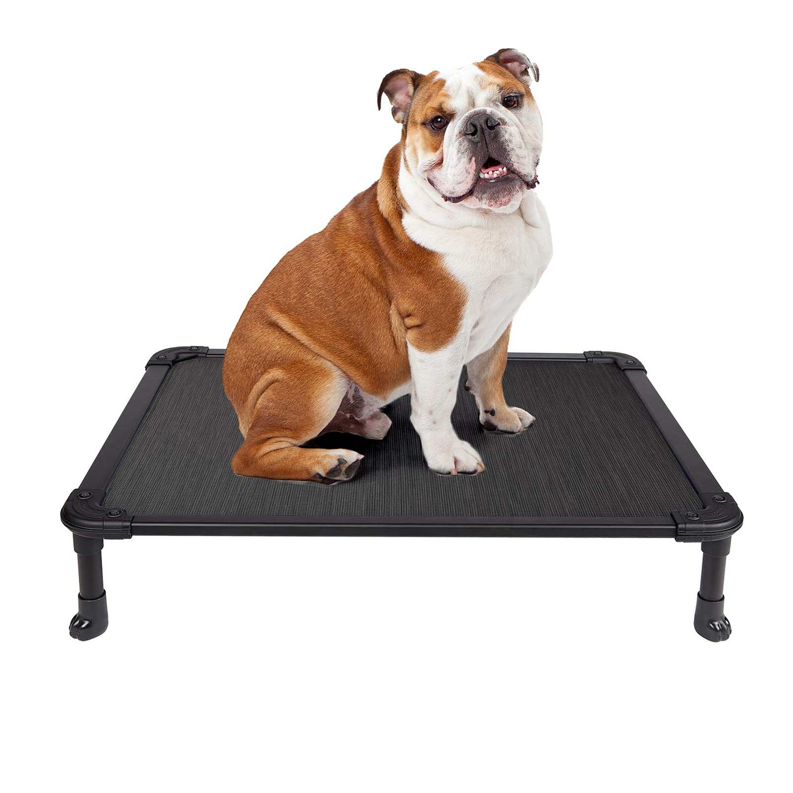 Veehoo Chew Proof Dog Bed - Cooling Elevated Pet Cot with Aluminum Frame for Indoor/Outdoor Use - Medium Black