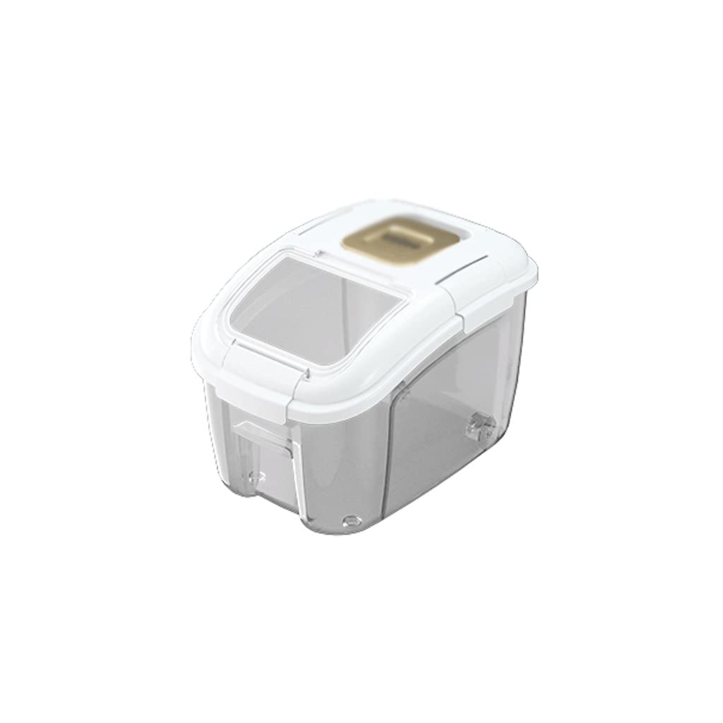 White Plastic Rice Dispenser - 27x27x39cm Airtight Rice Storage Container for Grains, Flour & Cereal - Kitchen & Pantry Organizer for Dry Food Storage - Perfect for Rice, Beans, Pasta & Baking Ingredients