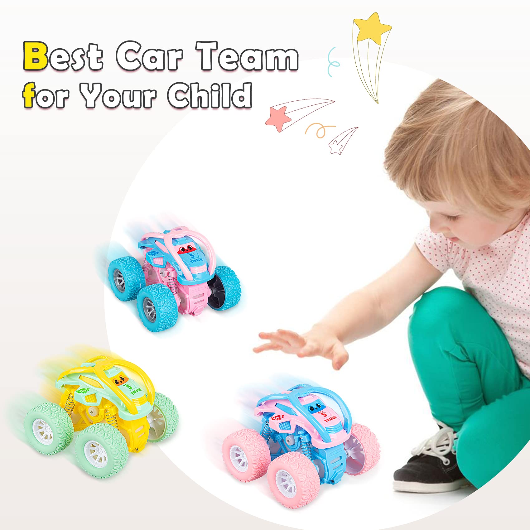 Pull Back Monster Trucks Toys for Toddlers Age 2-6 - Fun Car Toys for Boys & Girls Birthday Gifts - Perfect for Indoor Play, Outdoor Adventures & Preschool Learning Activities