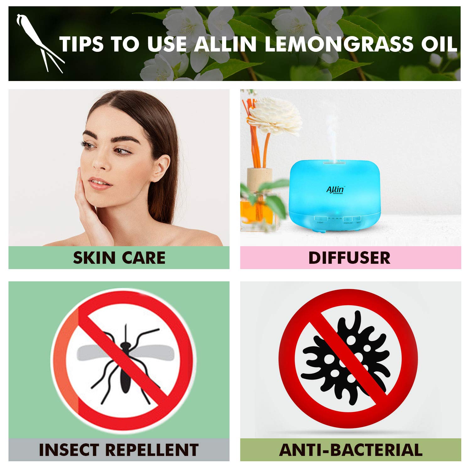 100% Pure Natural Lemongrass Essential Oil - Therapeutic Grade for Skin, Face & Hair Care - Aromatherapy Diffuser Oil - Perfect for DIY Bath Soap, Candles & Massage (30ml) - Relaxing Spa & Home Fragrance Solution