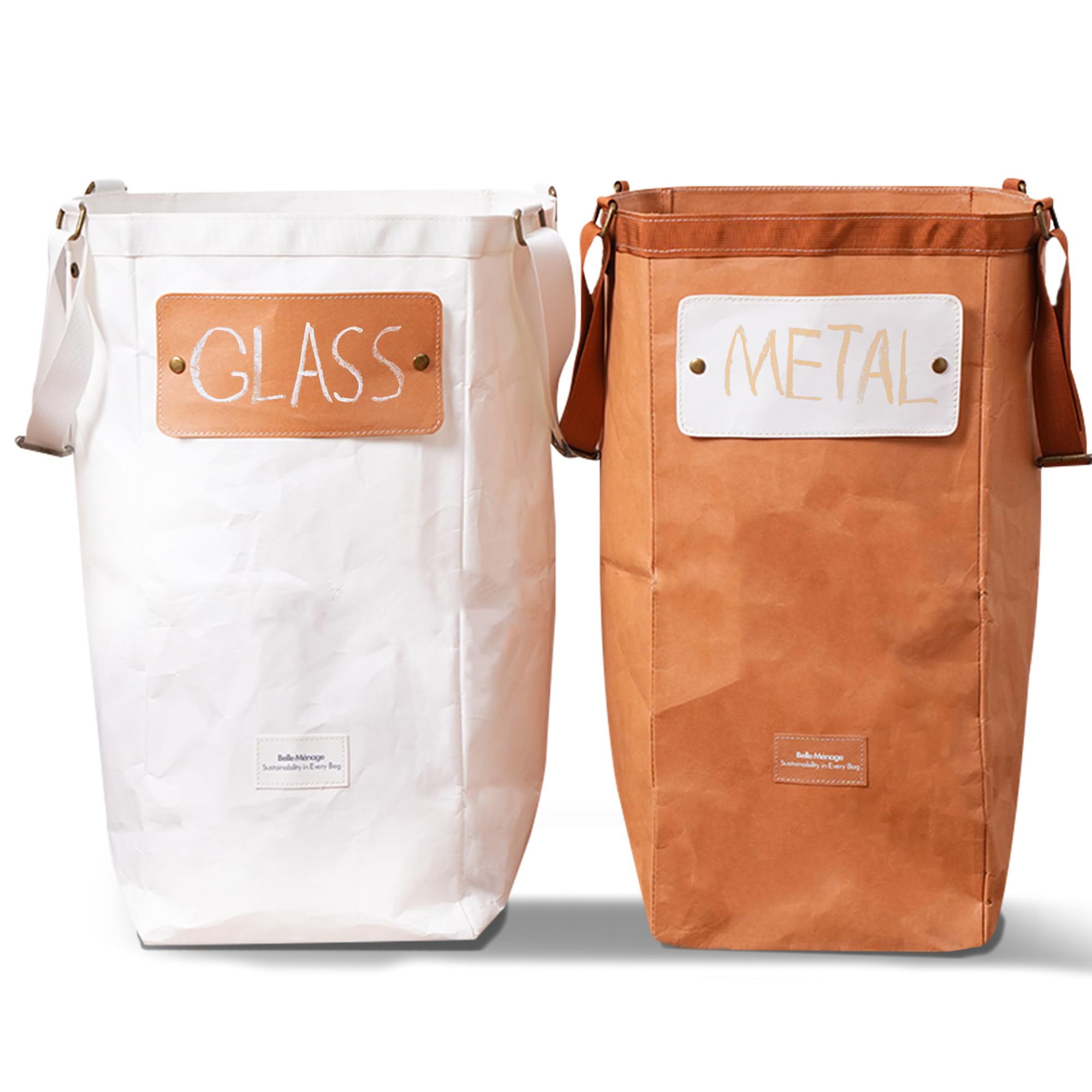 Eco-Friendly Kitchen Recycling Bin Set - Small Indoor Paper & Can Recycling Bins Combo, White & Orange Trash Can & Recycle Bin for Sustainable Home Waste Management | Perfect for Countertop, Pantry & Eco-Conscious Households