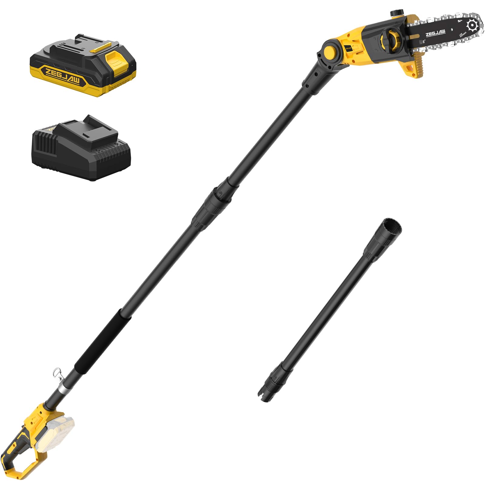 **8-Inch Cordless Pole Saw for Tree Trimming - 15-FT Max Reach, Auto Oiling, Tool-Less Electric Pole Trimmer with Battery & Fast Charger - Perfect for Landscaping, Gardening, and DIY Tree Pruning**