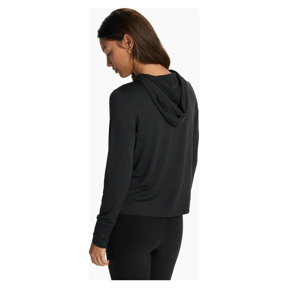Vuori Women's Halo Essential Hoodie - Soft Fleece Pullover Hooded Sweatshirt for Yoga, Running & Lounge Wear - Black Heather