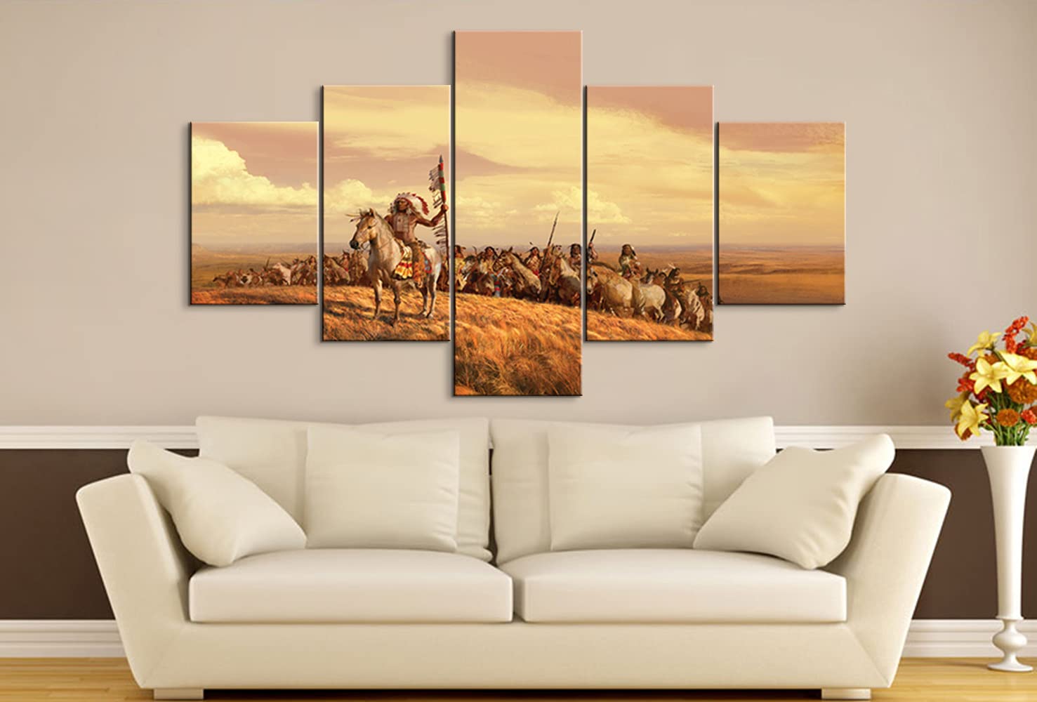 5 Pieces Native American Wall Art Decor - Indian Chiefs Wall Decor, Tribal Poster Set for Living Room, Bedroom & Office - 70