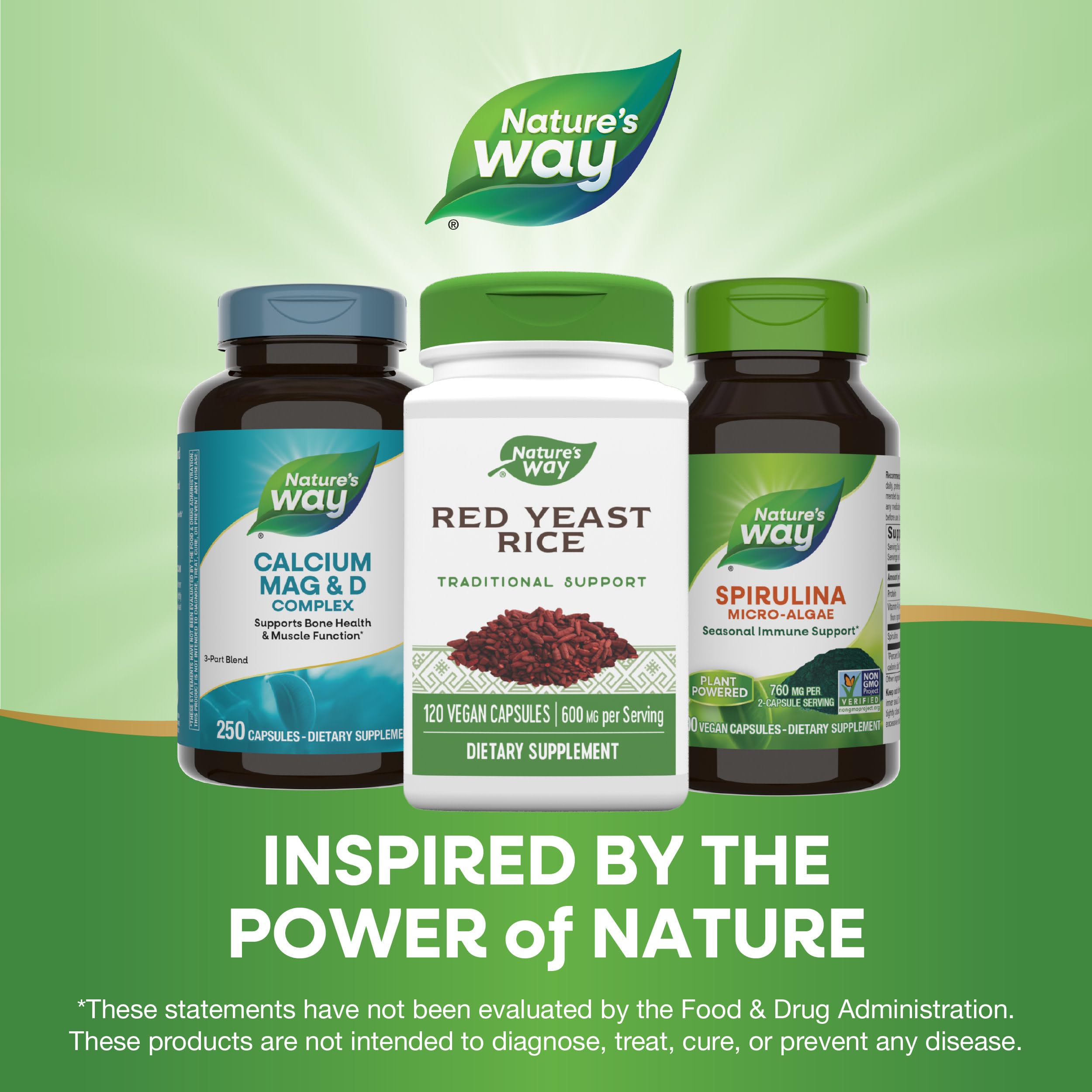 Nature's Way Red Yeast Rice Supplement - 120 Vegan Capsules for Cholesterol Support & Heart Health | Traditional Herbal Remedy for Cardiovascular Wellness