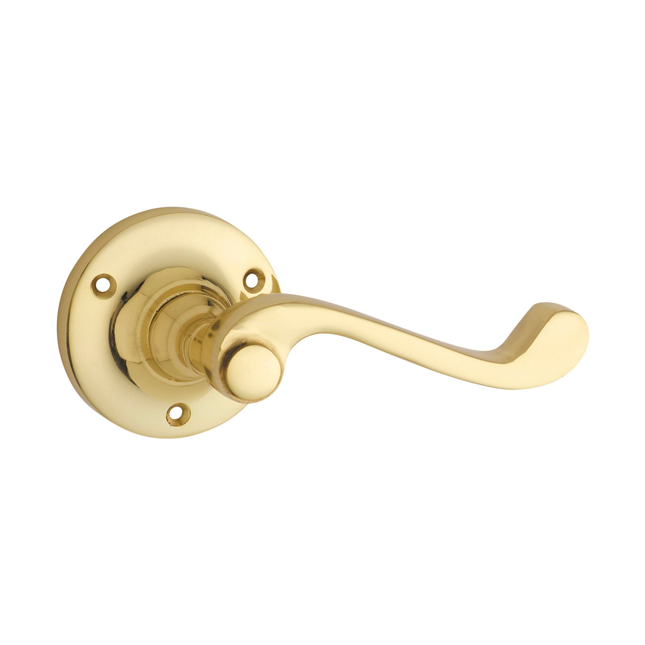 1007 Door Lever Milton Round Rose Pair in Polished Brass - D63xP68mm - Perfect for Vintage and Classic Home Interiors