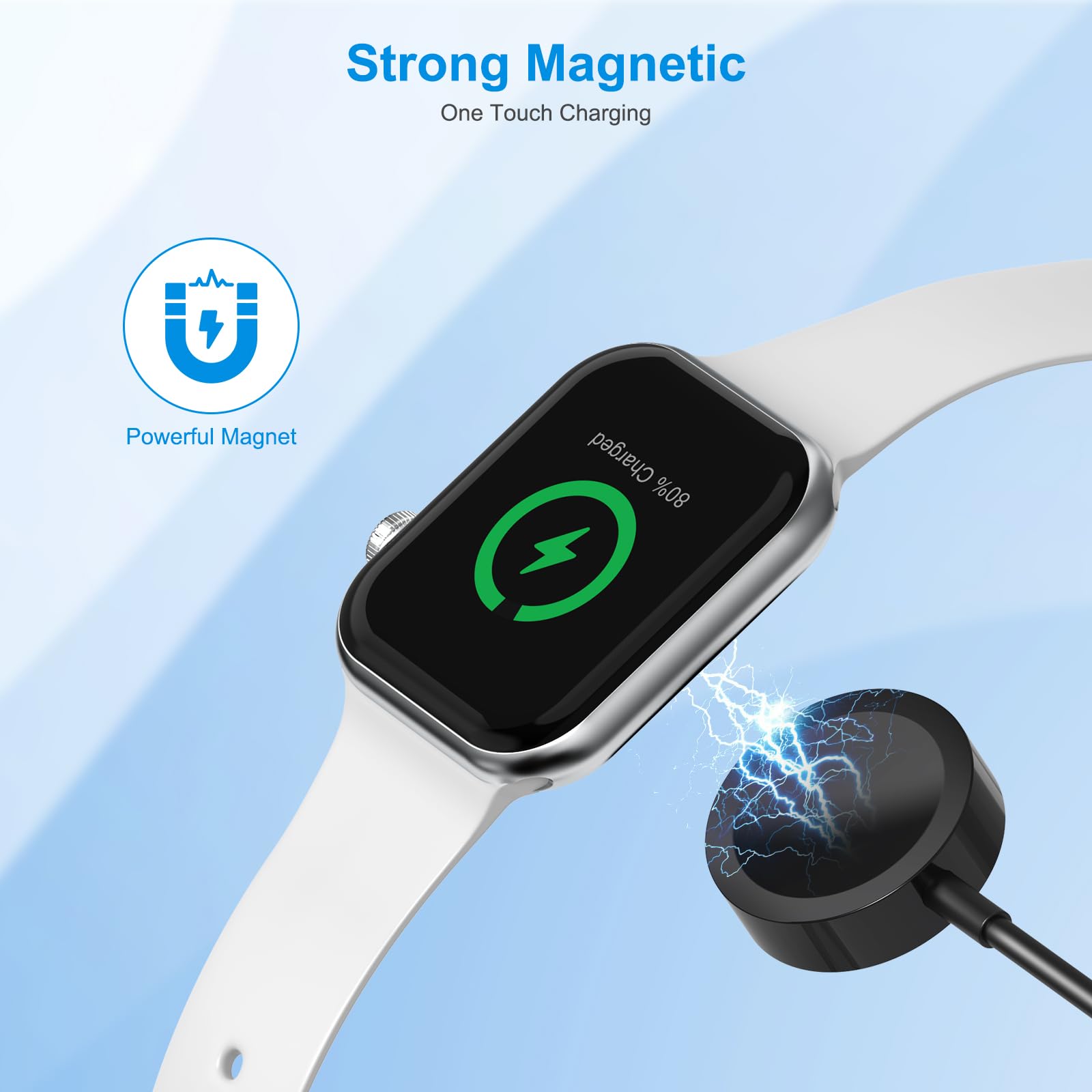 2-Pack Apple Watch Charger with USB-A Plug & 3.3ft Cable | Portable Charging Case | Compatible with All iWatch Series (Black) - Perfect for Travel, Gym & Daily Charging