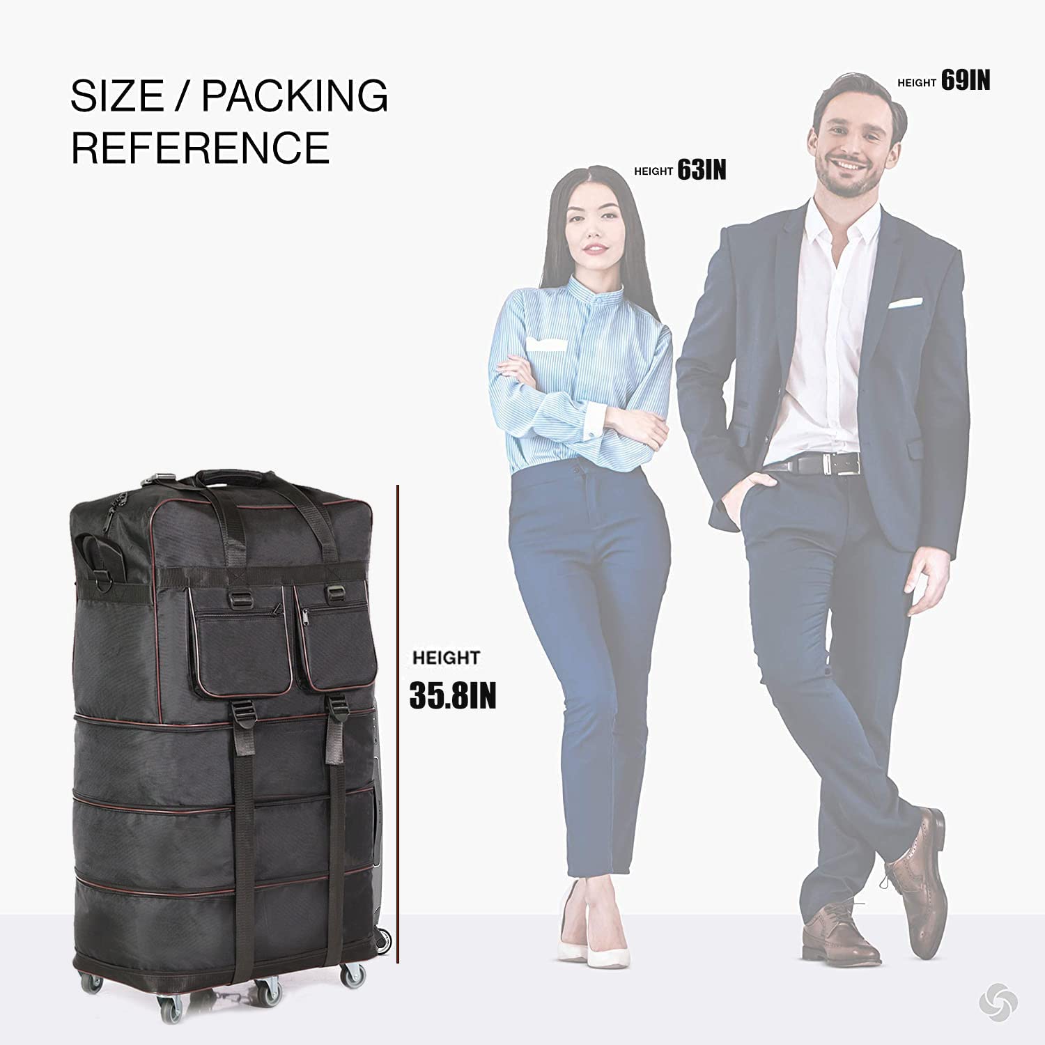 ELDA Expandable Wheeled Duffle Bag - Heavy Duty Collapsible Luggage for Travel