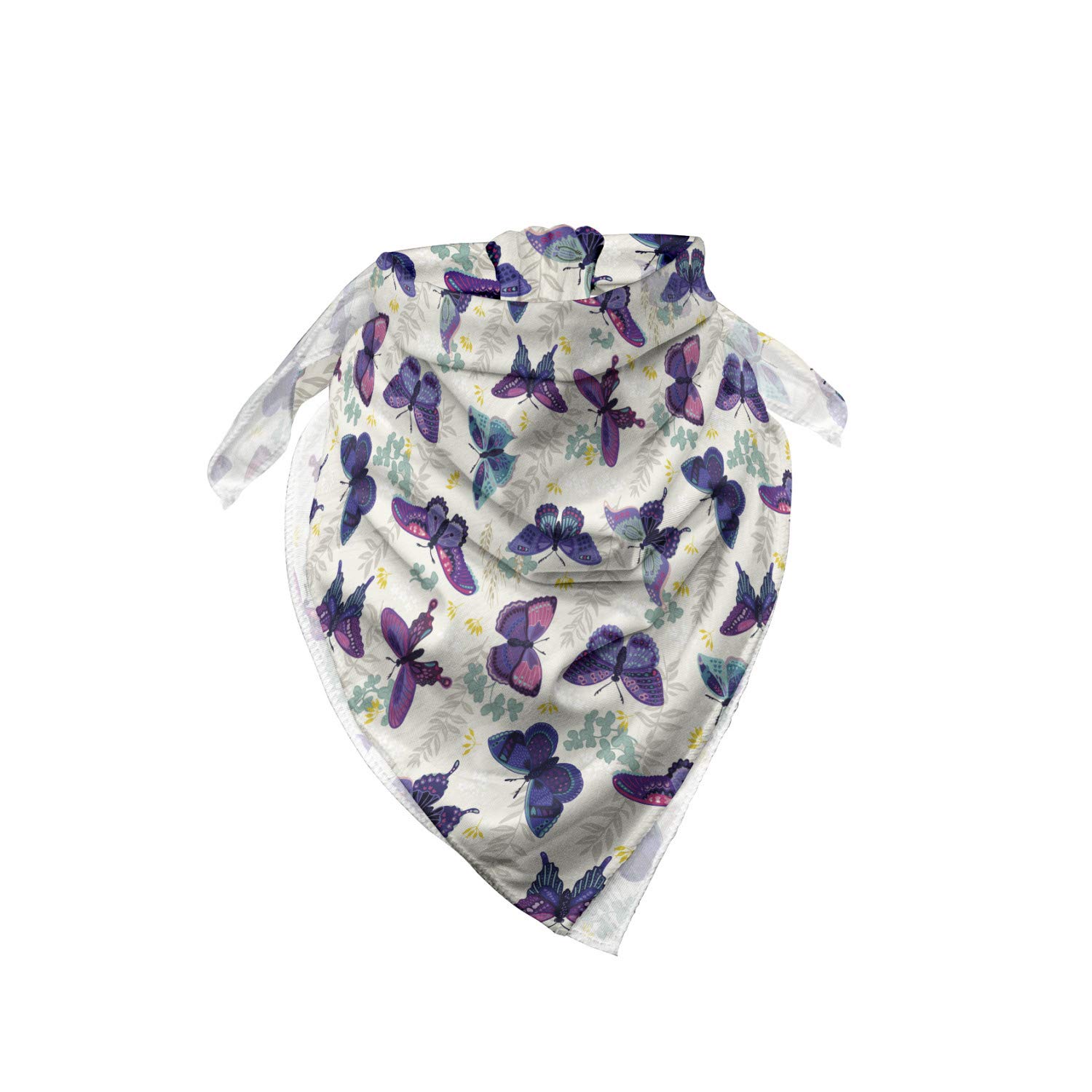 Ambesonne Butterfly Bandana - Stylish Unisex Head & Neck Scarf with Ornate Insect & Plant Design - Perfect for Outdoor Activities, Music Festivals & Fashion Accessories