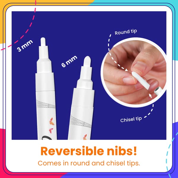 6 White & 8 Earthy Chalk Markers Set - Non-Toxic Liquid Chalk Pens for Blackboards, Windows, Glass, Mirrors - Perfect for Restaurants, Cafes, Classrooms & DIY Crafts