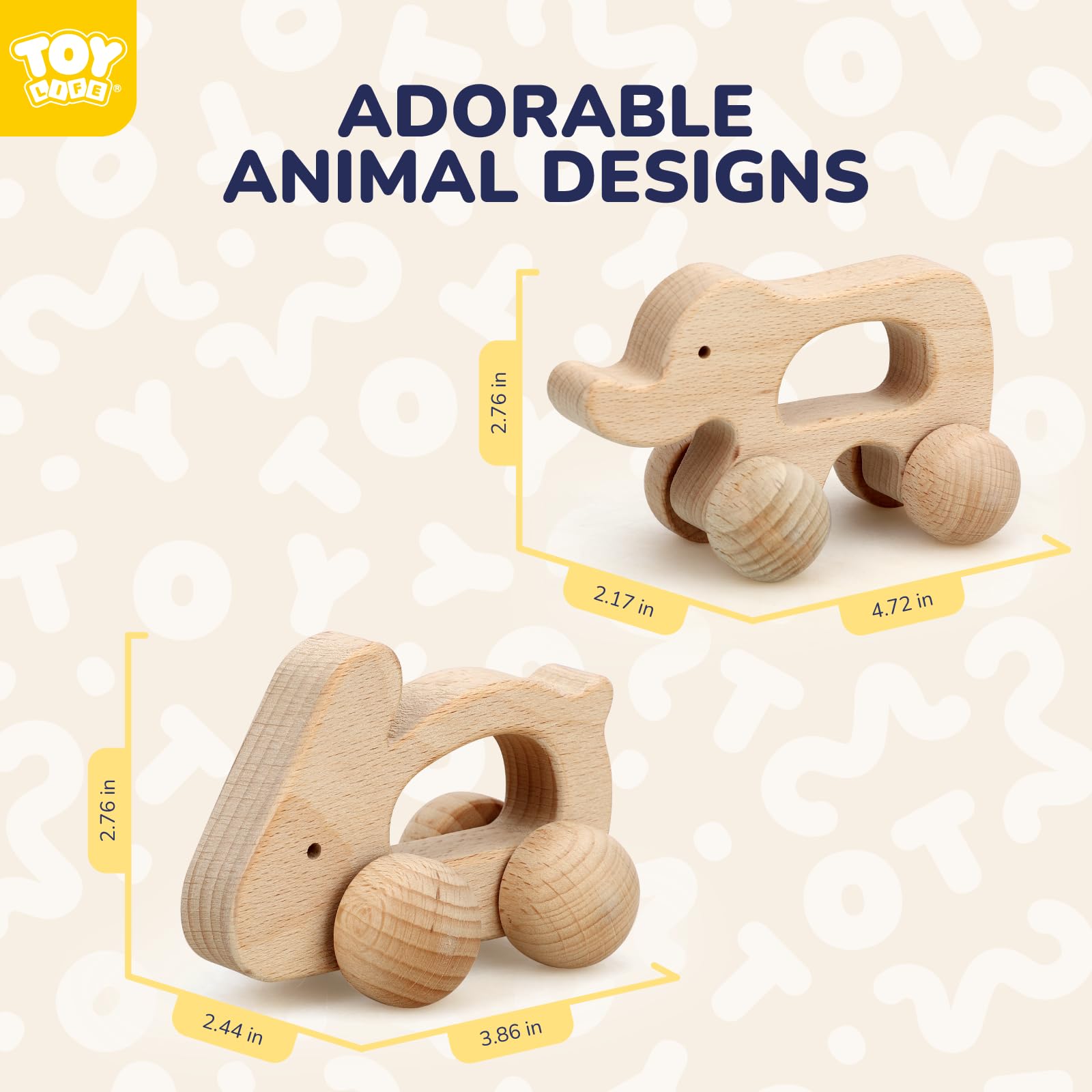 Montessori Wooden Toy Cars for Babies 0-12 Months - Elephant & Rabbit Animal Pull Toys - 1st Birthday Gift for Boys & Girls - Safe Baby Nursery Decor | Perfect for Early Learning, Playtime & Room Decoration