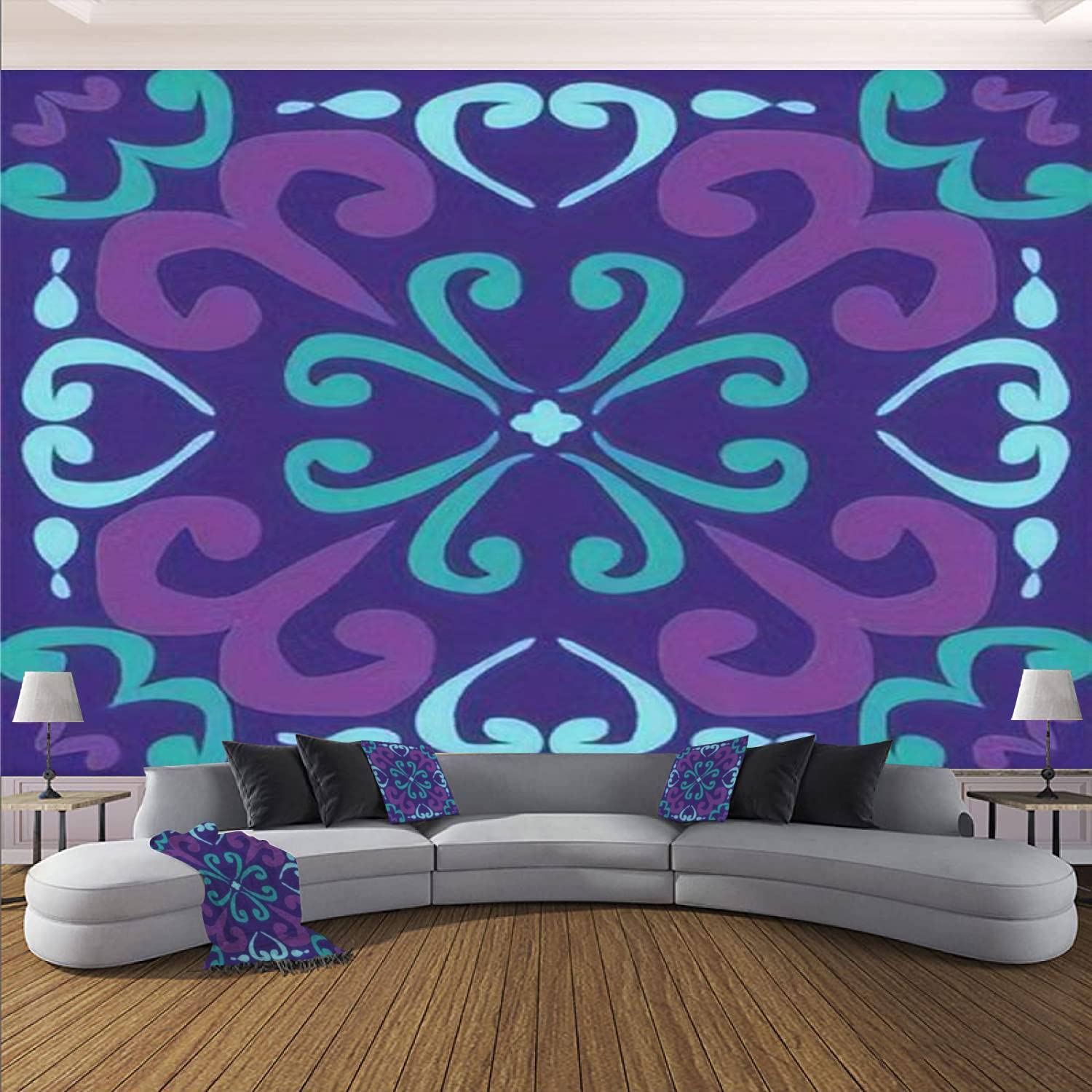 3D Seamless Mediterranean Navy Blue Peel and Stick Wallpaper - Self-Adhesive PVC Wall Mural for Living Room & Bedroom Decor | Easy Removable Wall Stickers for Home Renovation & Interior Design