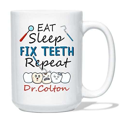 Eat Sleep Fix Teeth Repeat White Mug