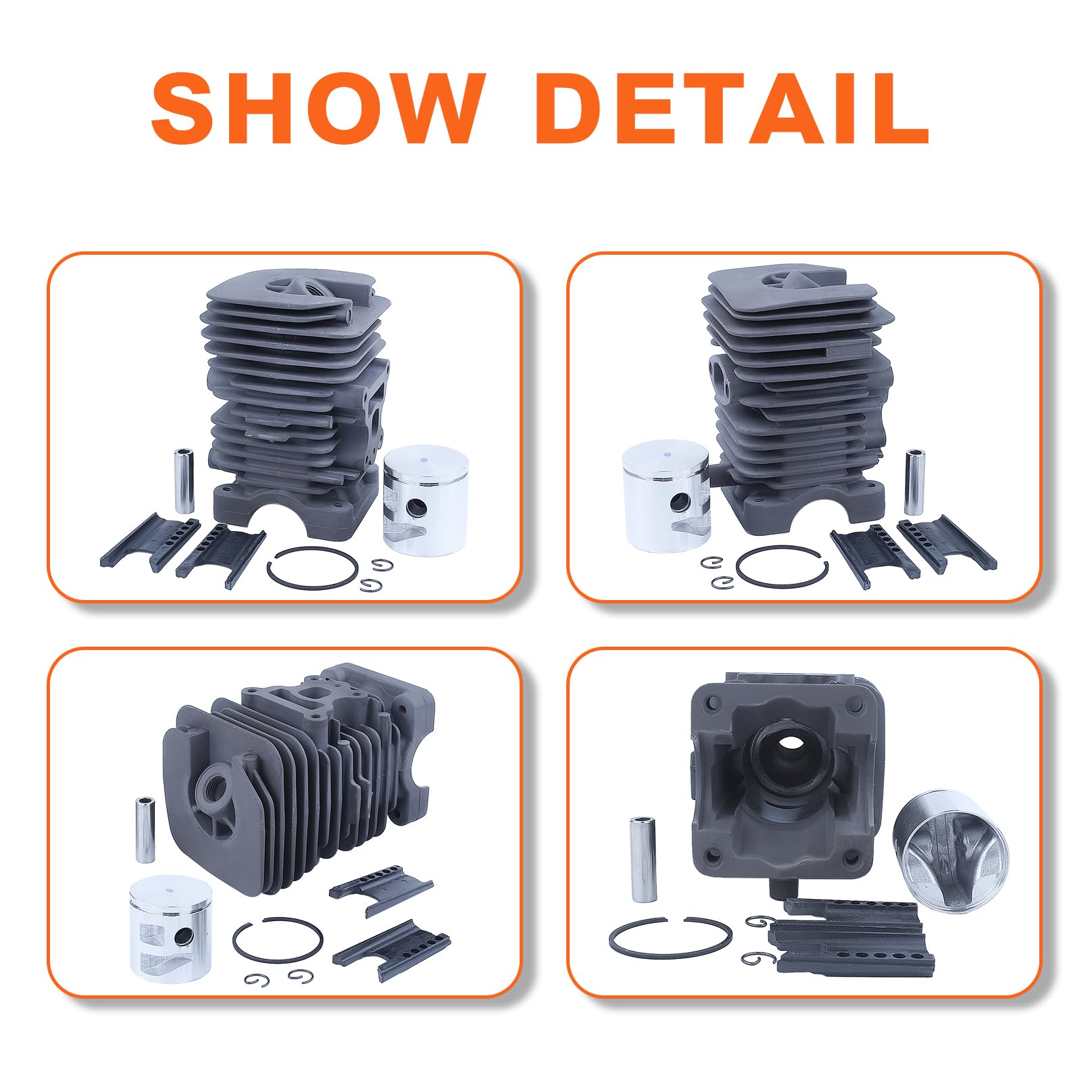 Poulan Chainsaw Parts - Cylinder Piston Kit for PP3816AV PP4218AV SM4218AV SM4518AVX with Spark Plug, Primer Bulb, Gasket Set, Carb Kit & Air Filter - Replacement Parts for Poulan Chainsaw Repair & Maintenance