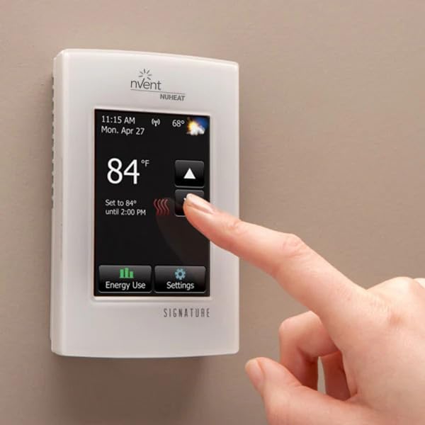 Nuheat nVent AC0055 WiFi Programmable Thermostat for Radiant Floor Heating - 120V/240V Compatible with Built-in GFCI & OJ Electronics Temperature Sensor | Smart Home, Bathroom, Kitchen & Basement Heating Control