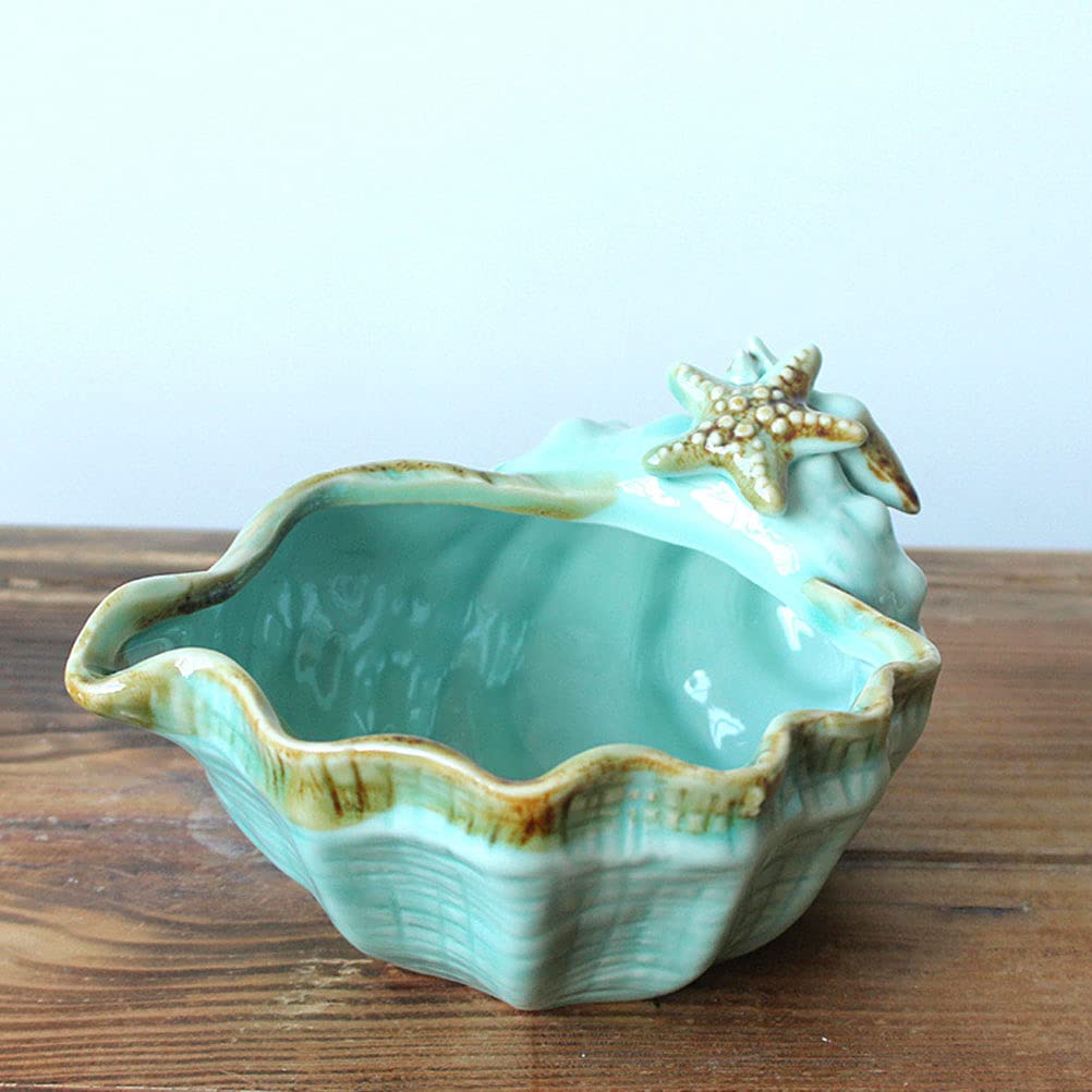 BESPORTBLE Creative Ceramic Conch Pot - Elegant Flower Planter for Indoor Plants, Bonsai, Succulents - Perfect for Home Decor, Office Desk & Gardening Gifts