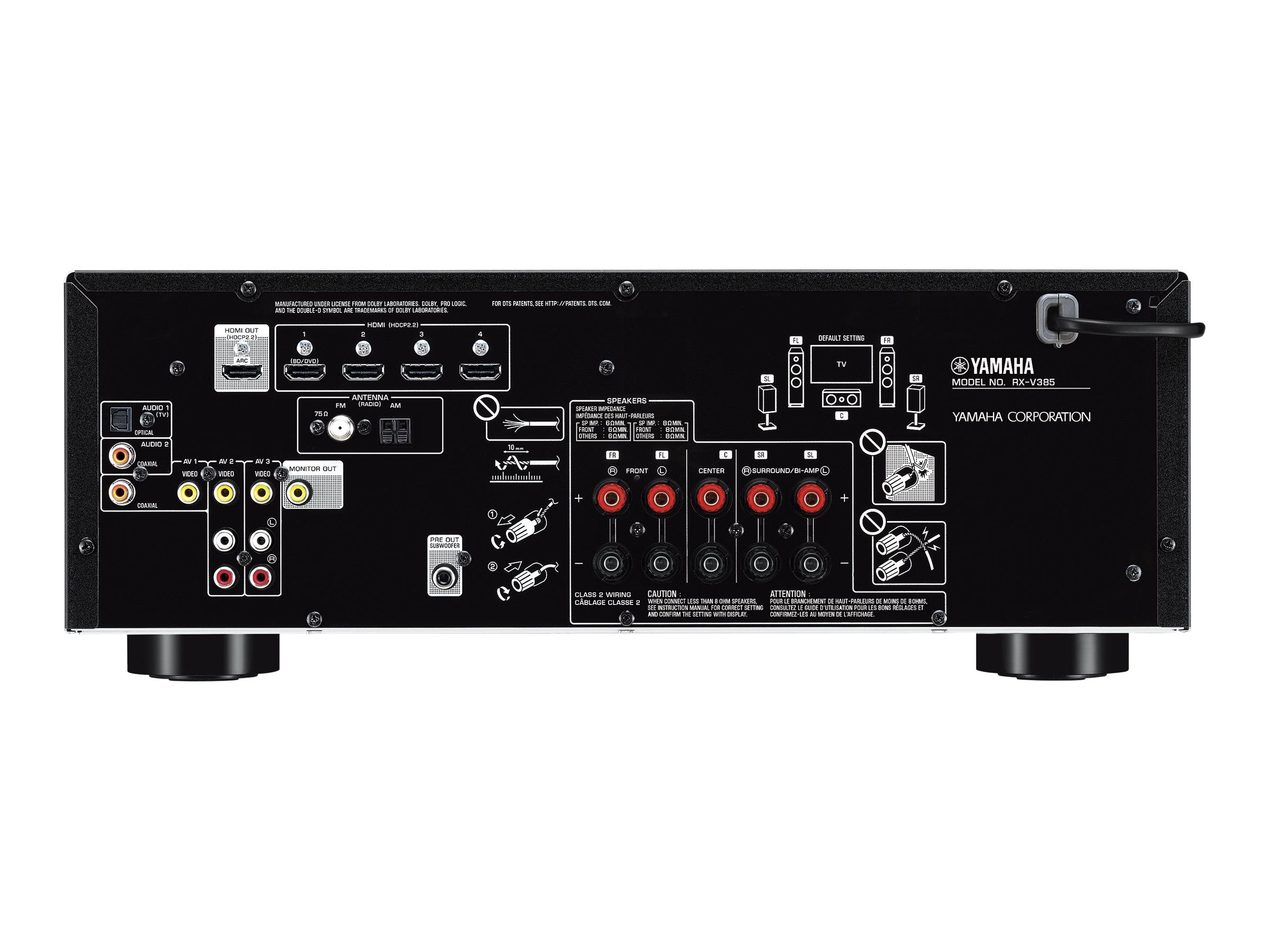 Yamaha RX-V385 5.1-Channel Home Theater Receiver - 4K Ultra HD, Bluetooth, Wi-Fi for Immersive Movie & Music Experience | Perfect for Home Cinema, Gaming & Streaming