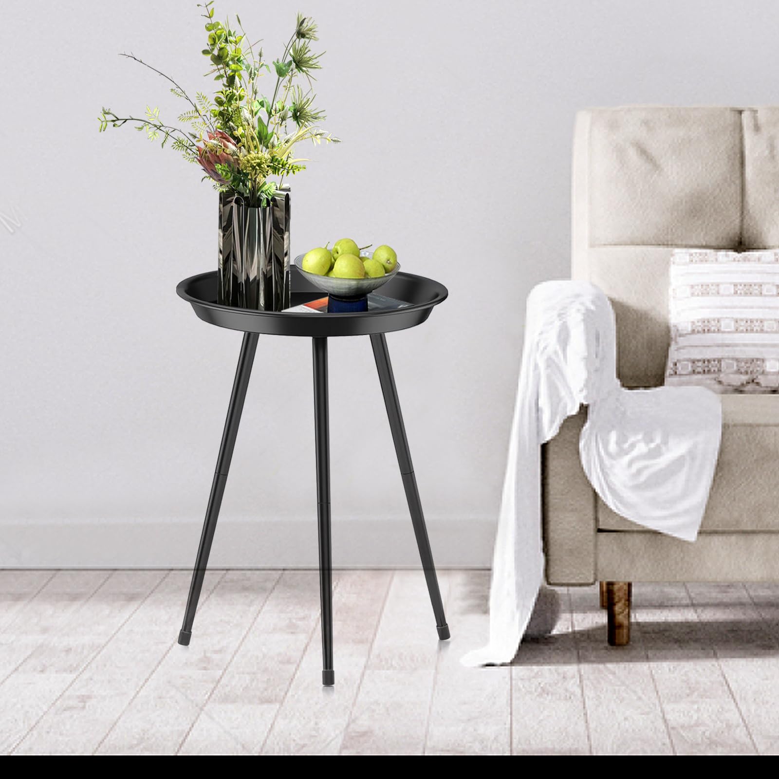 **Weather-Resistant Round Metal Side Table for Small Spaces - 12