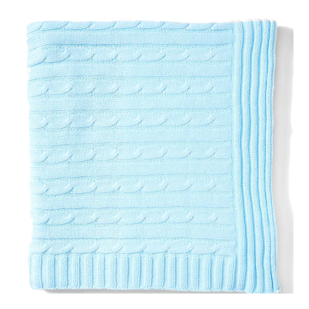 Baby Mode Signature Cable Knit Blanket - Soft Blue Handmade Knitted Baby Blanket for Newborns, Infants & Toddlers | Perfect for Nursery, Stroller, Swaddling & Photo Shoots