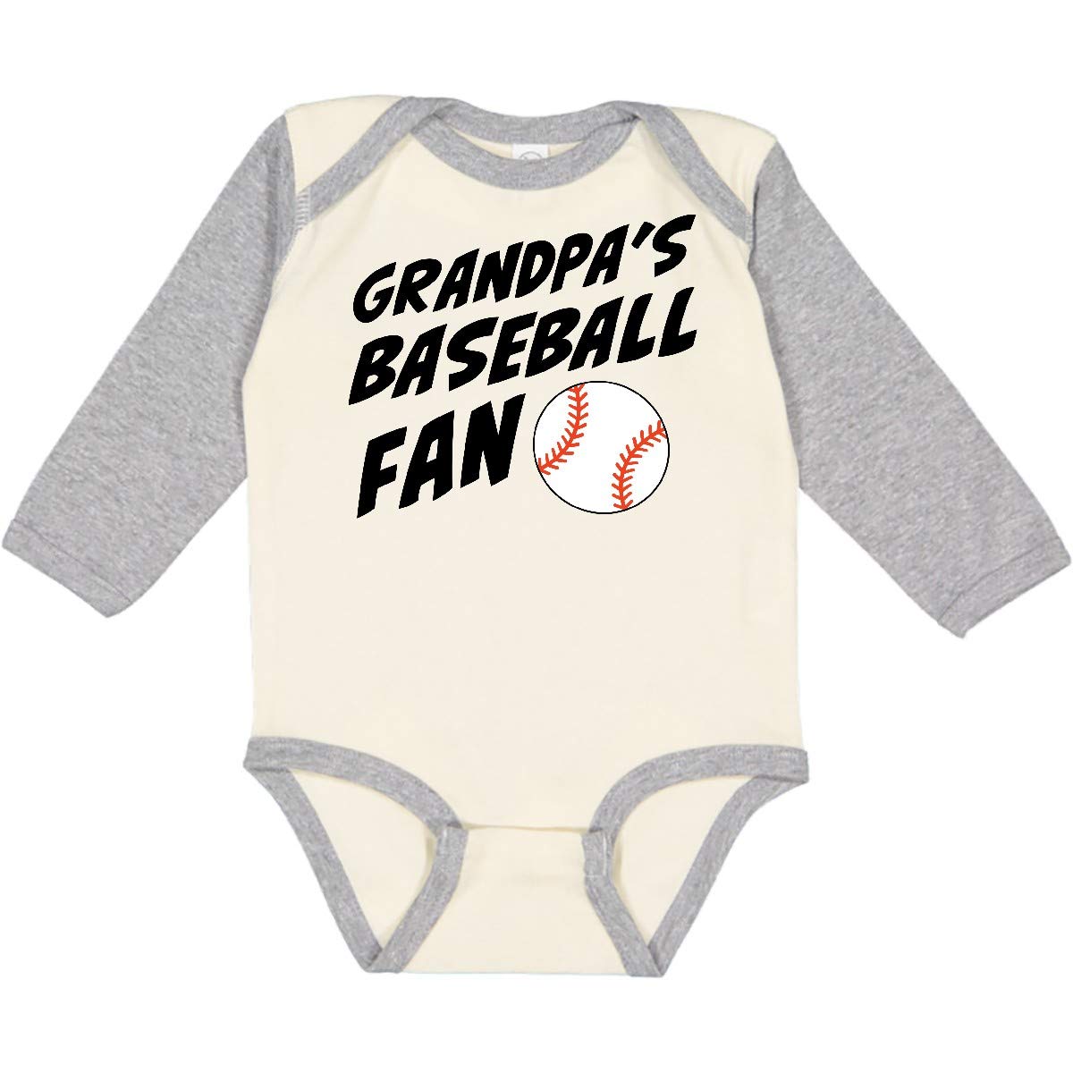 Inktastic Grandpa's Baseball Fan Long Sleeve Baby Bodysuit - Soft Cotton Infant Romper for Baseball Lovers, Game Day Outfits & Family Photo Shoots