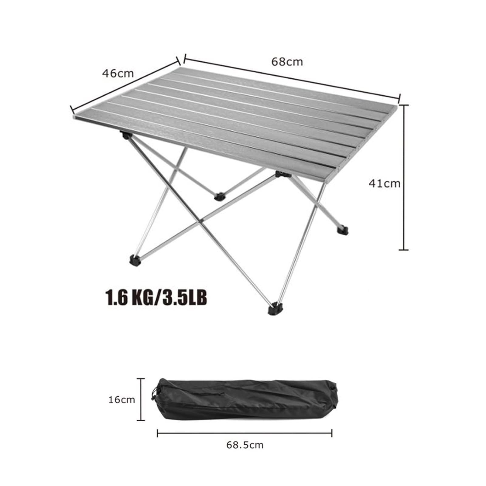 Ultralight Aluminum Alloy Portable Folding Camping Table - Compact Beach, Hiking, Outdoor Picnic Desk with Carry Bag for Backpacking, Garden Parties & Tailgating