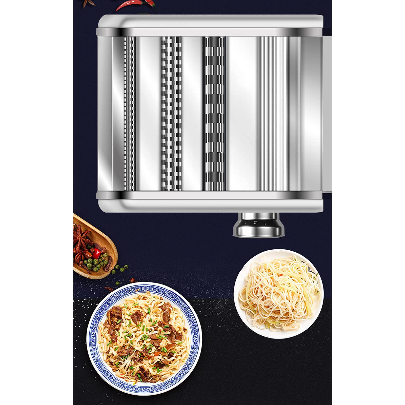 Premium Stainless Steel Pasta Maker Machine - 6 Adjustable Thickness Settings with Hand Crank & Counter Clamp - Professional Noodle Maker for Homemade Pasta - Perfect for Italian Cuisine, Family Dinners & Restaurant-Quality Meals