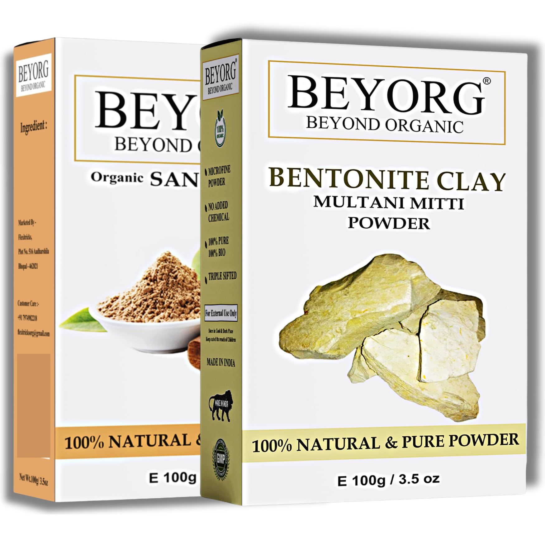 Organic Sandalwood Powder & Multani Mitti Clay | Natural Chandan & Bentonite Clay for Skin Brightening | Acne, Sun Tan & Dark Spot Treatment | DIY Face Mask for Glowing Skin | Perfect for Daily Skincare & Spa Treatments