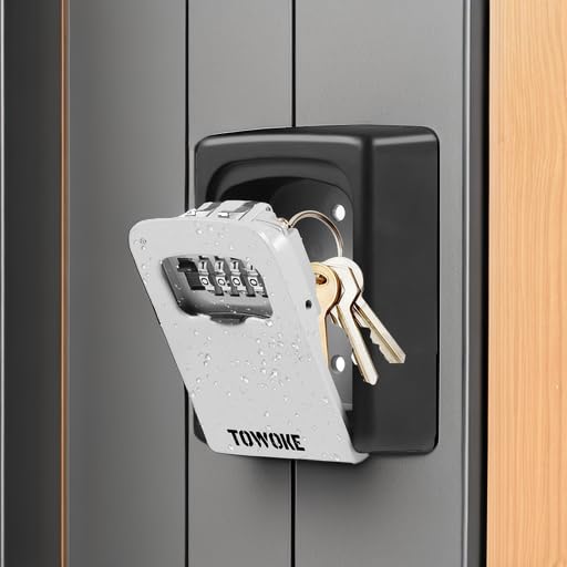 Waterproof Wall Mount Key Lock Box with Resettable Combination - Zinc Alloy Outdoor Key Storage Safe for House Spare Keys (5 Key Capacity, Includes Mounting Kit) - Perfect for Vacation Homes, Rental Properties & Emergency Access