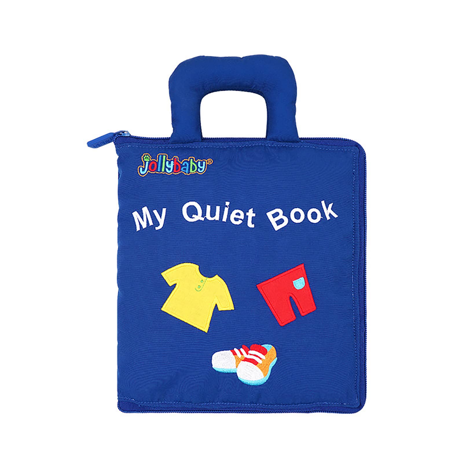 Jollybaby Soft Baby Busy Book - Montessori Sensory Quiet Book for 1-3 Year Olds, 10 Educational Activities | Travel Toy for Toddlers Boys & Girls (Blue) | Perfect for Airplane, Car Rides & Preschool Learning