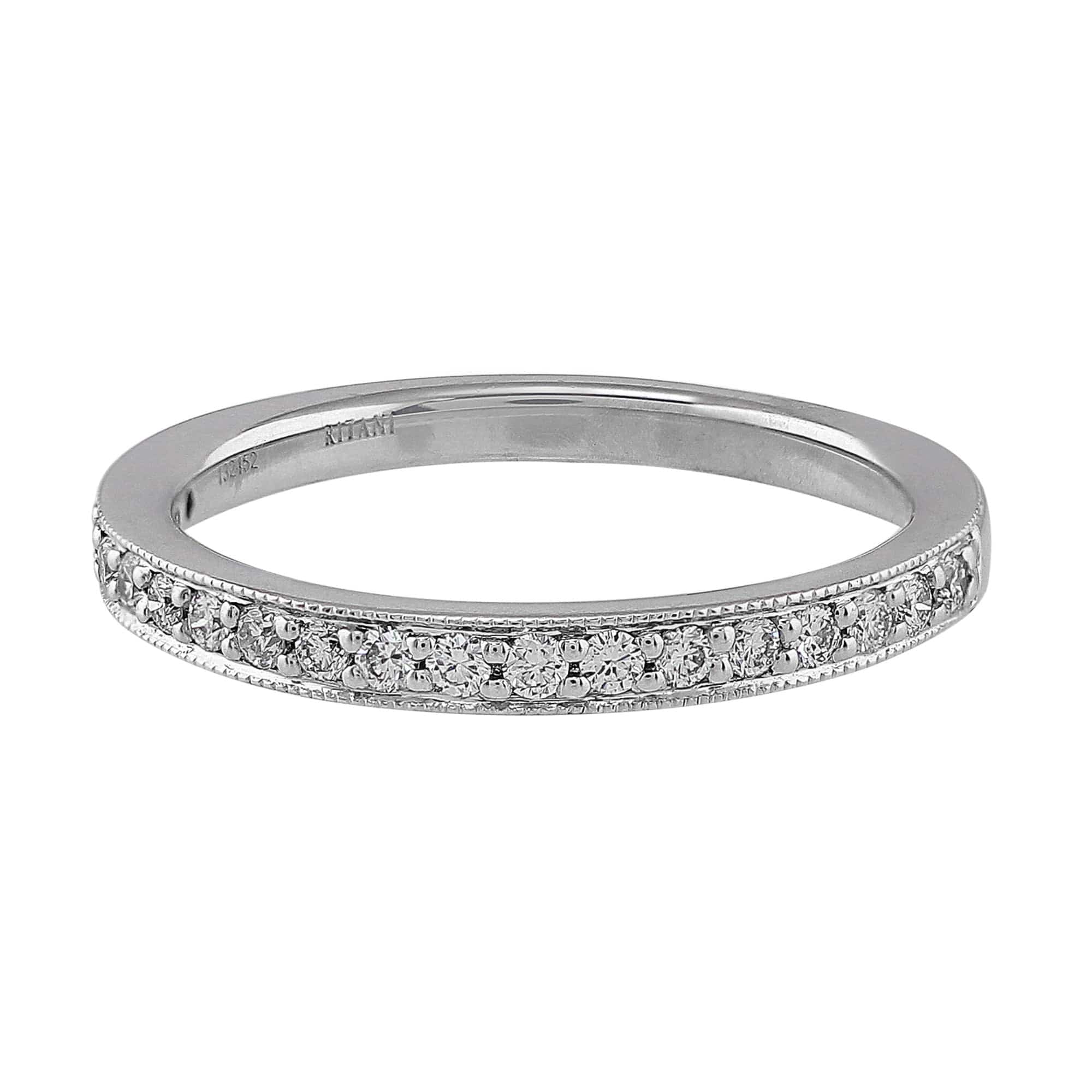 18K White Gold Halfway Diamond Band Ring - Elegant Wedding, Engagement & Anniversary Jewelry for Women