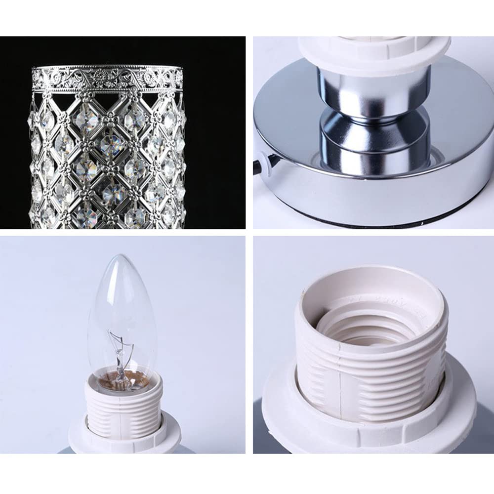 ZSIDA Crystal Table Lamp - Modern Bedside Nightstand & Desk Lamp with Crystal Beads Lampshade, Art Deco Style Lighting for Bedroom, Living Room, Office Decor