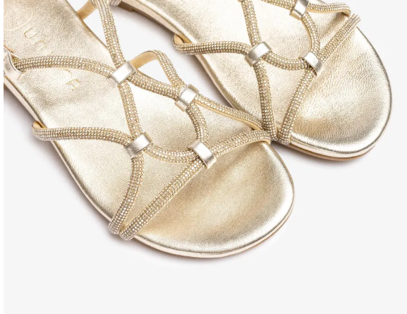 UNISA Women's Gold Flat Sandals - COOPER Comfortable Summer Beach Sandals for Walking, Travel & Casual Outfits